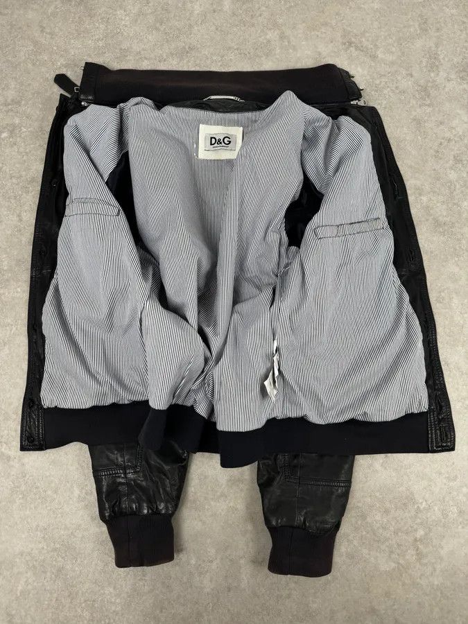 Dolce & Gabbana 2000s Dolce & Gabbana Black Leather Buttoned Jacket Size US L / EU 52-54 / 3 - 9 Thumbnail