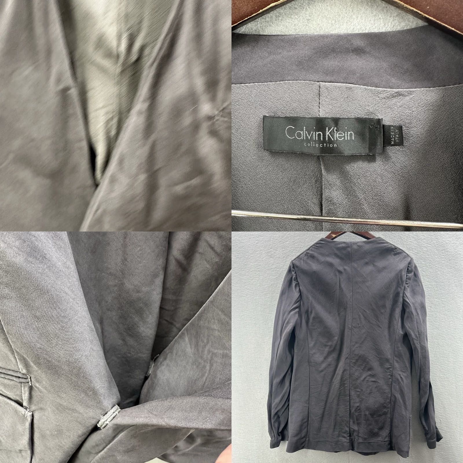 Calvin Klein VINTAGE Calvin Klein Collection Blazer Women 6 Silk Collarless Minimalist Size M / US 6-8 / IT 42-44 - 8 Thumbnail