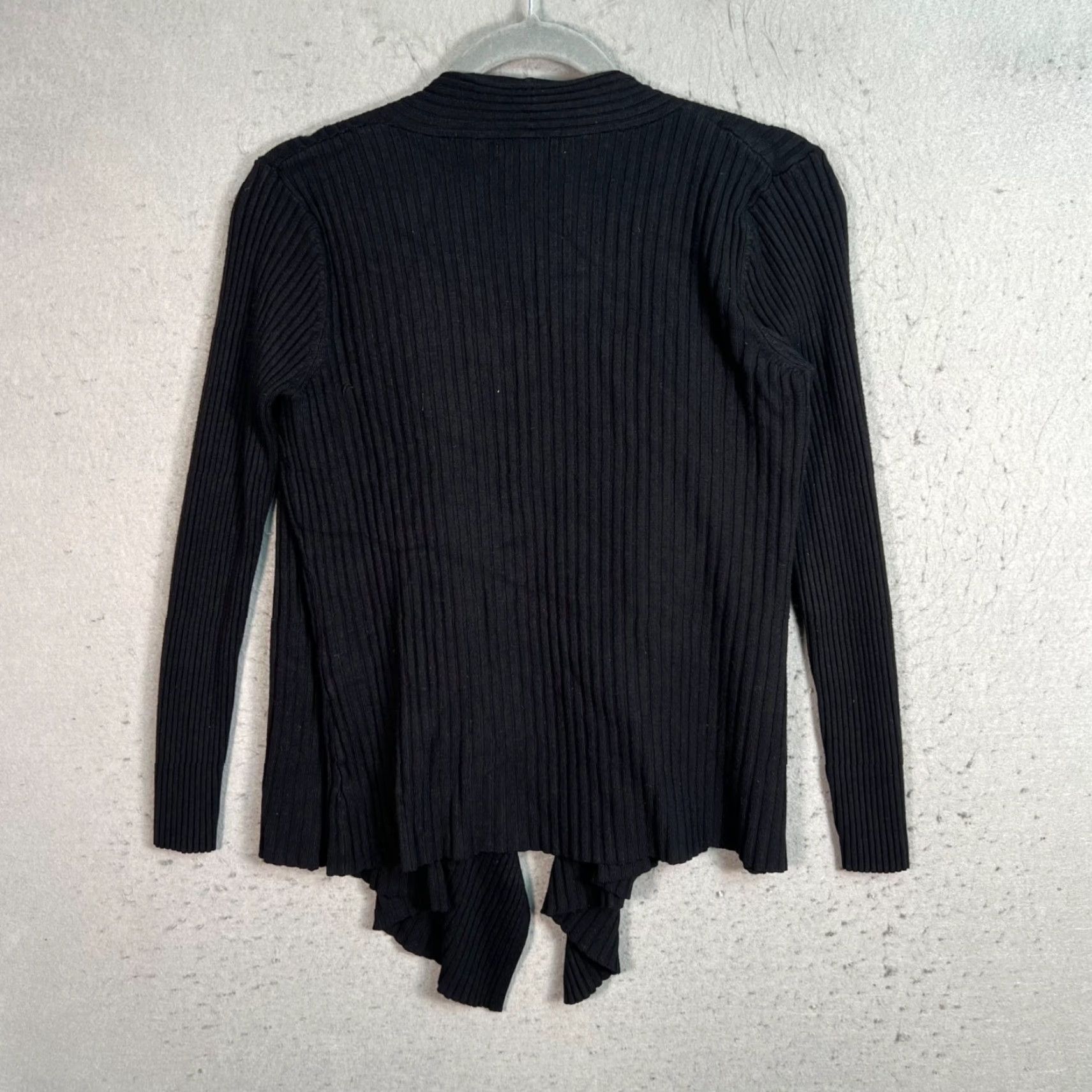 Vintage VINTAGE New York Company Womens XS Black Ribbed Draped Open Cardigan Size XS / US 0-2 / IT 36-38 - 2 Thumbnail