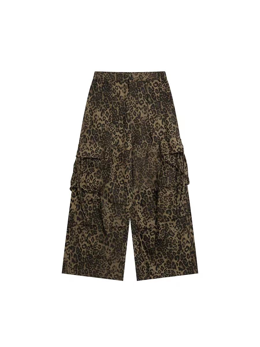 Japanese Brand Leopard print paratrooper pleated cargo wide-leg pants Size US 30 / EU 46 - 10 Thumbnail