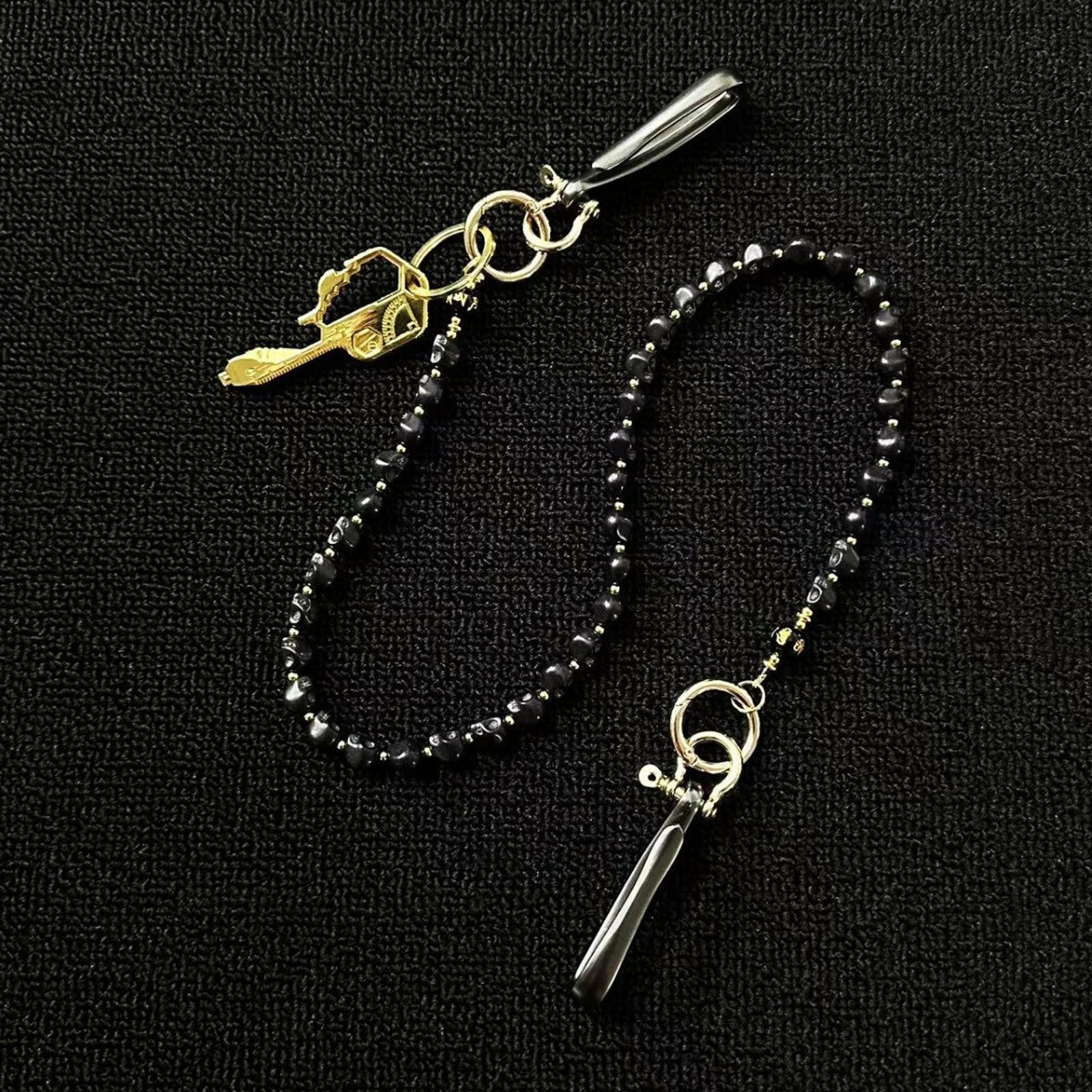 Jewelry Black Beaded Keychain Chain for Men, Stylish Accessory Size ONE SIZE - 3 Thumbnail
