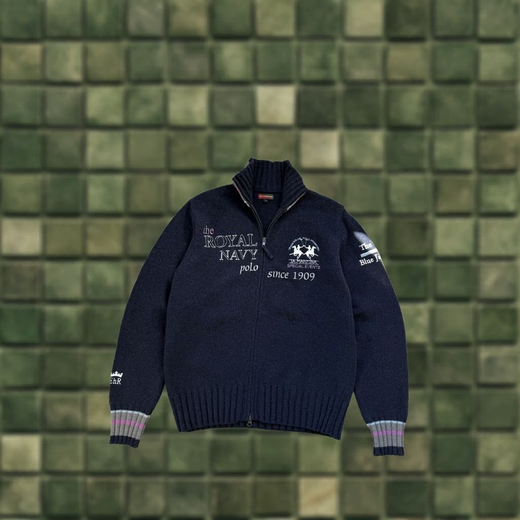 La Martina VINTAGE La Martina Sweater Full Zip Men L Navy Blue Wool Pullover 90s Streetwear Y2K Size US L / EU 52-54 / 3 - 1 Thumbnail