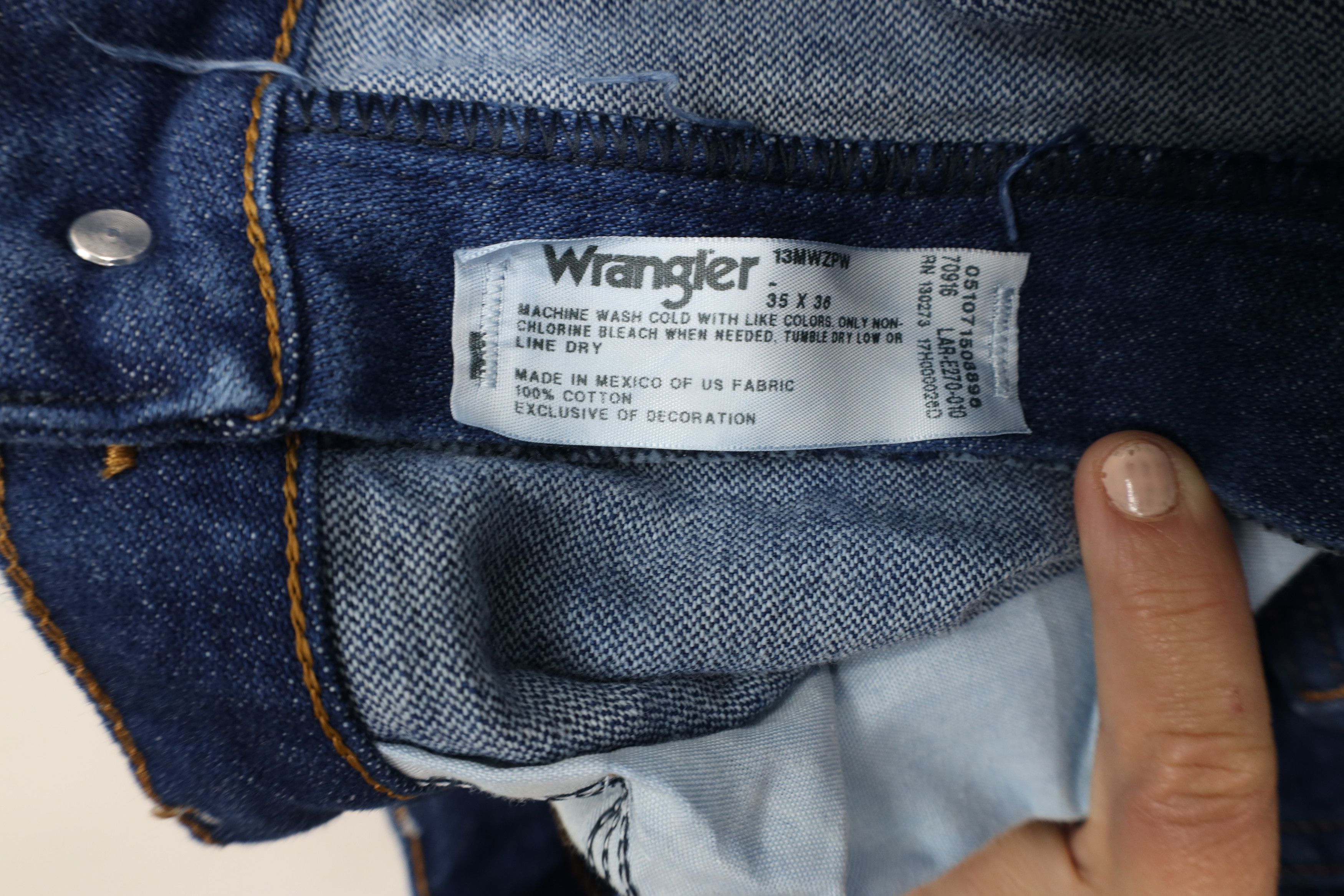 Vintage × Wrangler Vintage 90s Wrangler Western Straight Leg Denim Jeans Blue Size US 35 - 6 Thumbnail