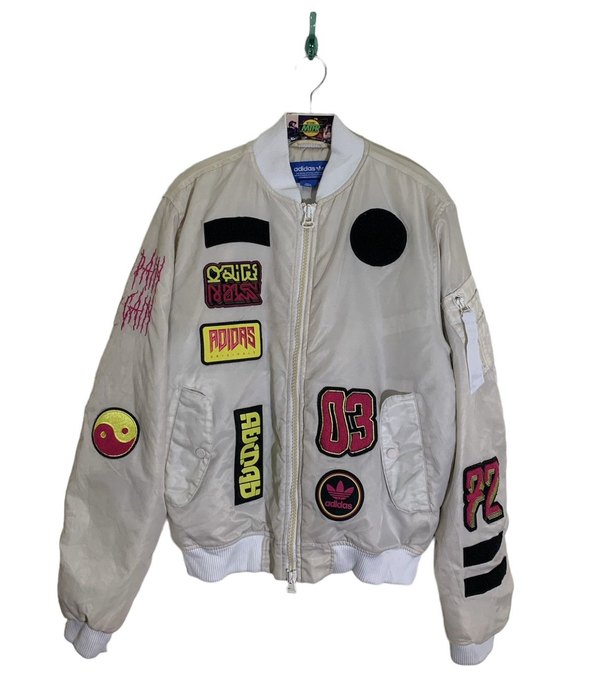 Adidas adidas Originals Logo Padded Patch Bomber Jacket In White Grailed