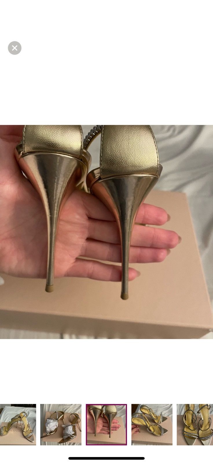 Alexandre Birman Alexandre Birman Lacy Zircone Gold Metallic Sandals Size US 9 / IT 39 - 2 Thumbnail