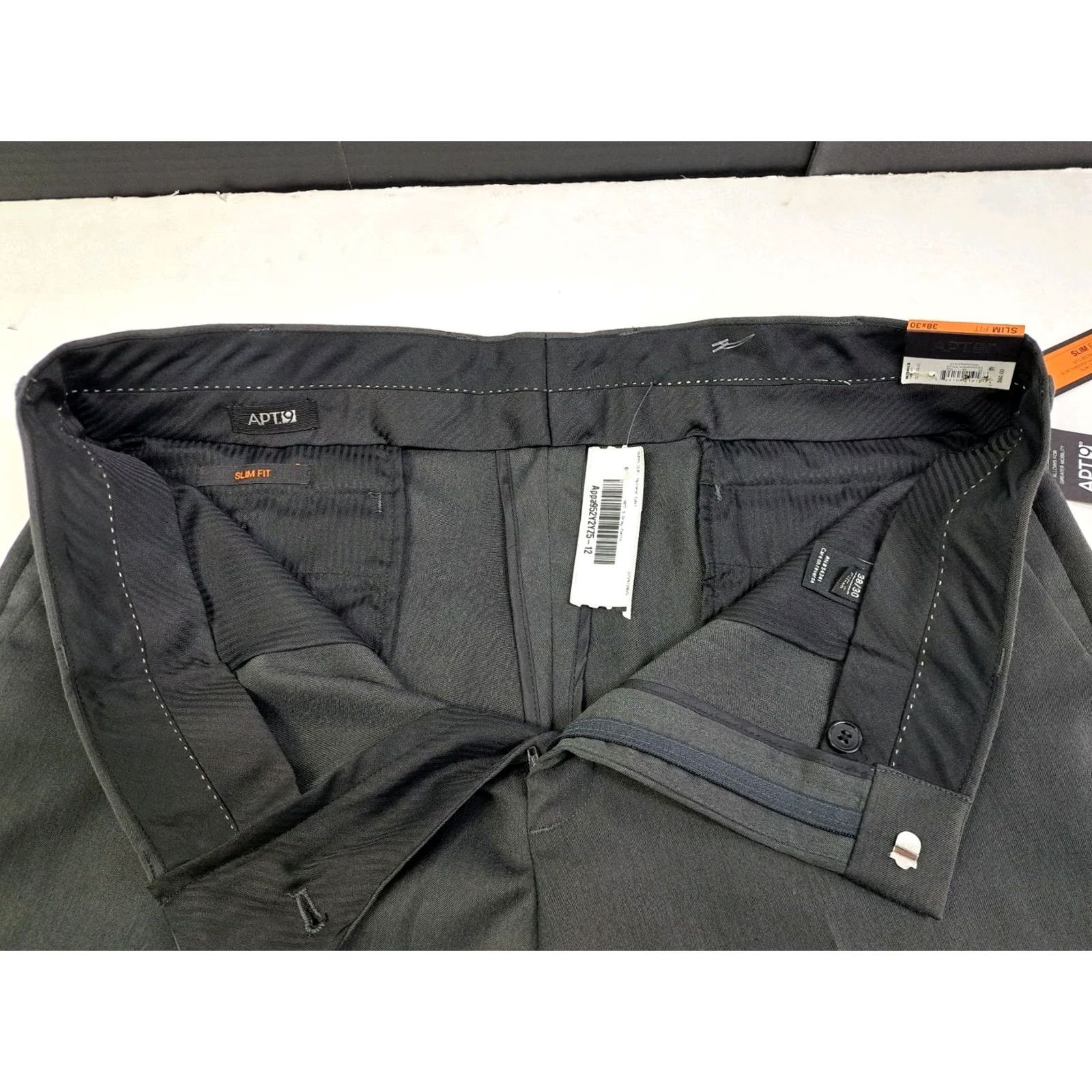 Apt. 9 Apt. 9 Mens Performance Dress Pants Slim Fit Stretch 38/30 Charcoal - Flat Front, Zip, Pockets, Machine Washable, Workwear, City, Slim, Regular, Men Size US 38 / EU 54 - 3 Thumbnail