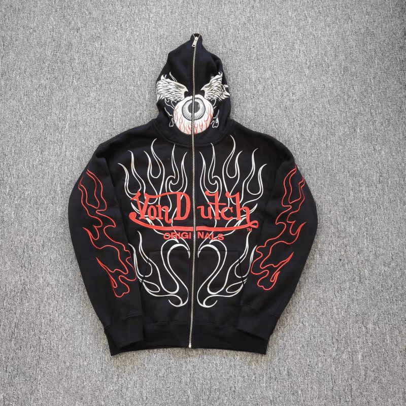 Von Dutch Von Dutch Originals Spellout Logo grunge flame zipupHoodie Size US L / EU 52-54 / 3 - 1 Thumbnail