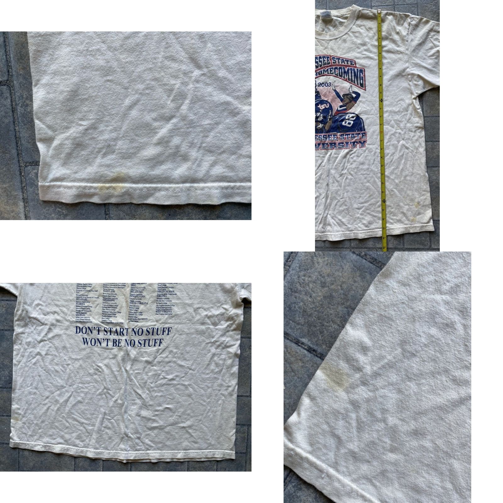Hanes VINTAGE Hanes Shirt XL White University College Tennessee State University HBCU 2003 Mens Size US XL / EU 56 / 4 - 9 Thumbnail