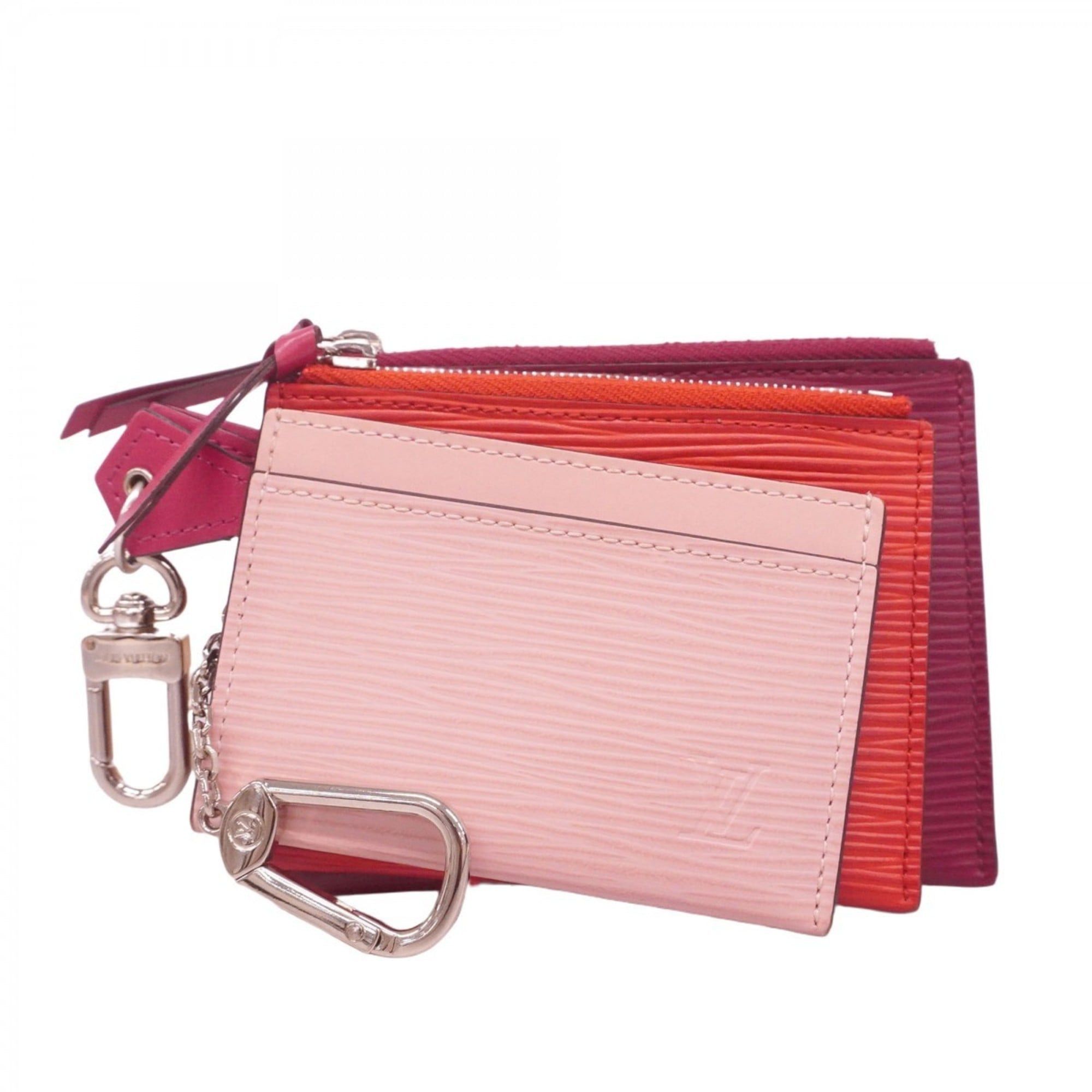 Louis Vuitton Epi Trio Pass Card Case M62254 Pink Red Wine Women's