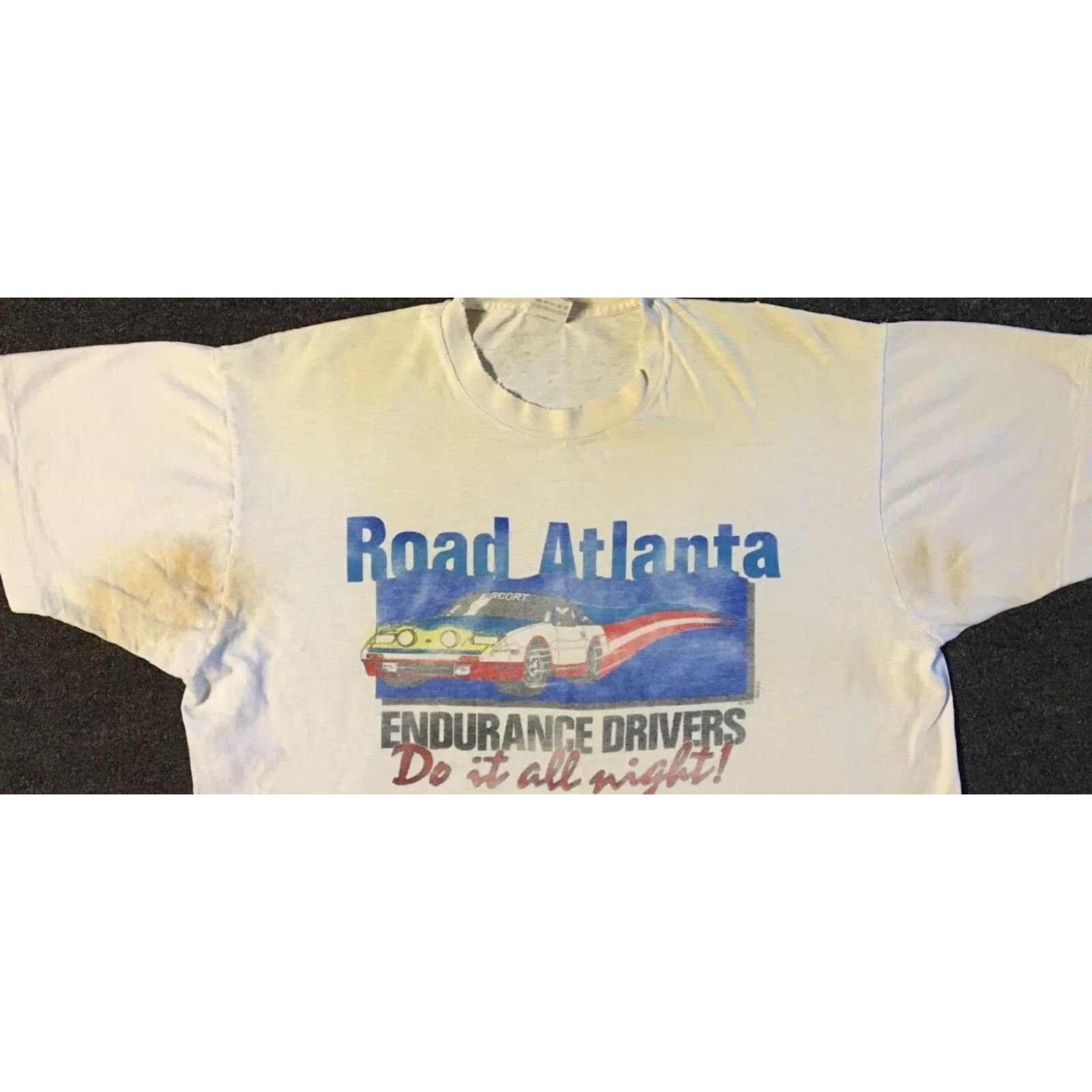 Vintage VINTAGE Road Atlanta Drivers Do It All Night Thrashed Faded Shirt XL White Nike Shirt? Size US XL / EU 56 / 4 - 7 Thumbnail