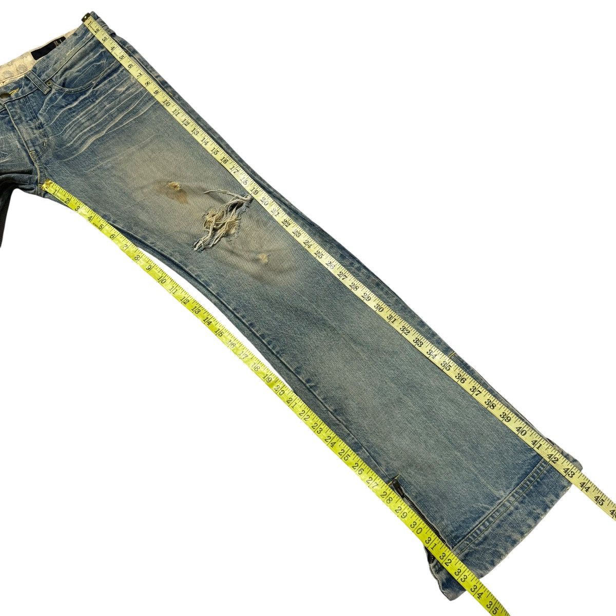 Japanese Brand Rico Mudwash Denim Flare Jeans Distressed Size US 33 - 19 Thumbnail