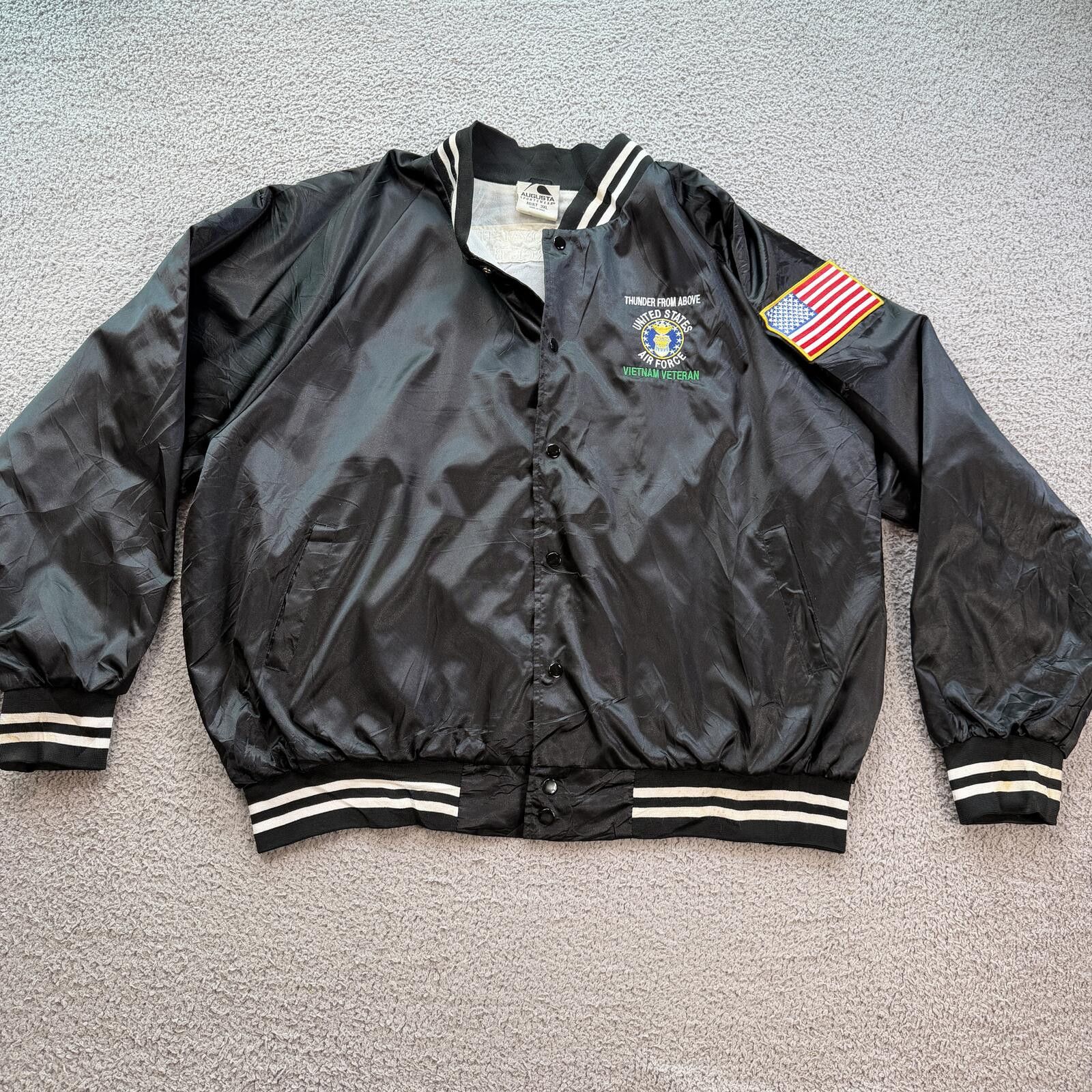 Augusta Sportswear Vintage USAF Vietnam Veteran Satin Bomber Jacket Korat XL Size US XXL / EU 58 / 5 - 2 Thumbnail