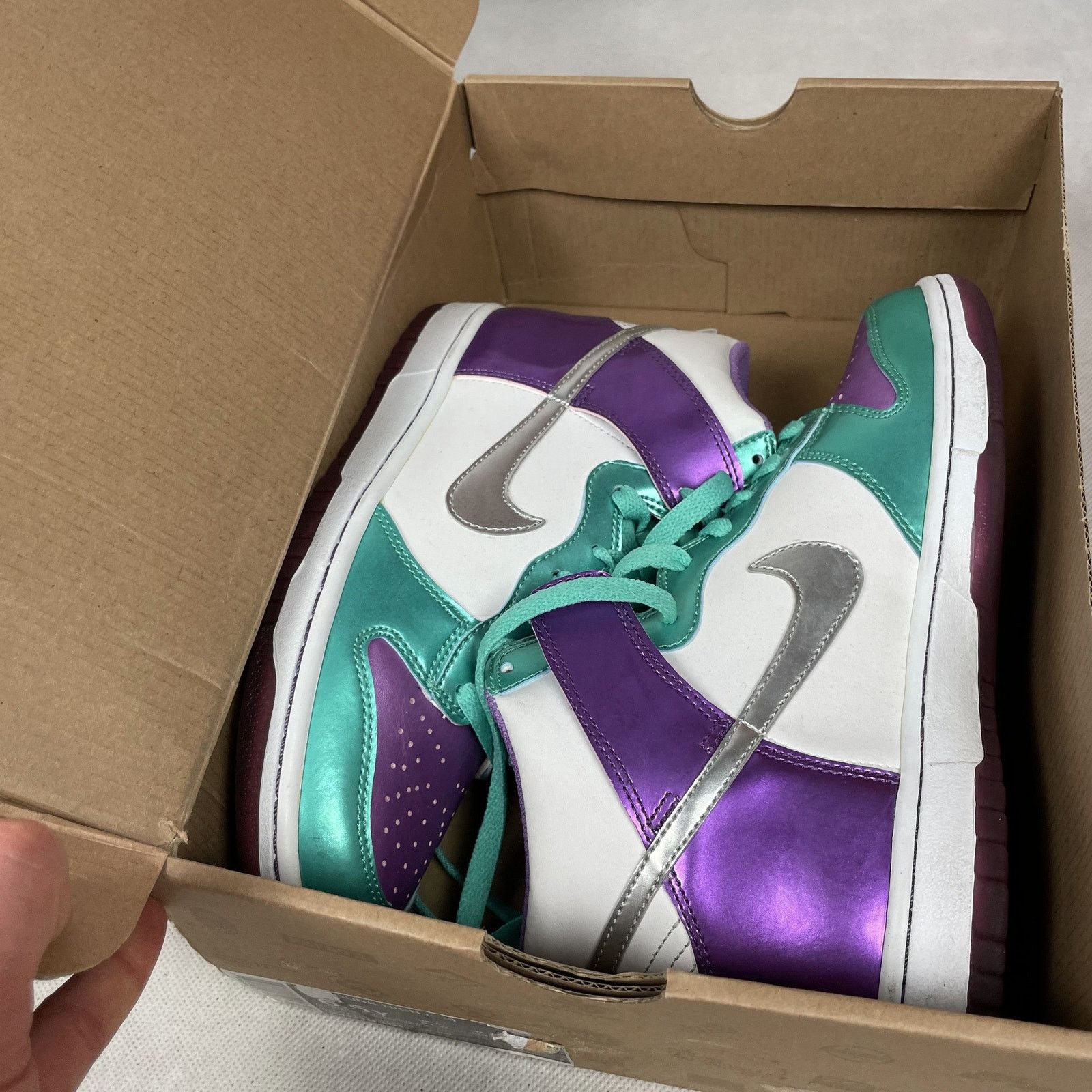 Nike Nike Dunk High GS 308319-101 White Purple Athletic Shoes 6.5 Size US 6.5 / EU 39-40 - 2 Thumbnail