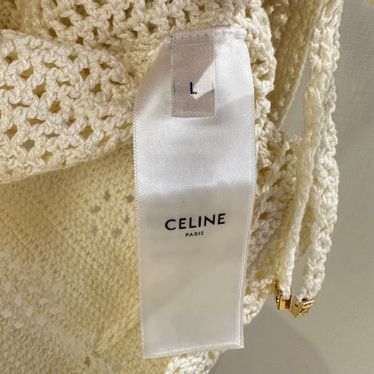 Celine Celine may495 Triomphe Crochet Camisole L Cotton Size L / US 10 / IT 46 - 4 Thumbnail