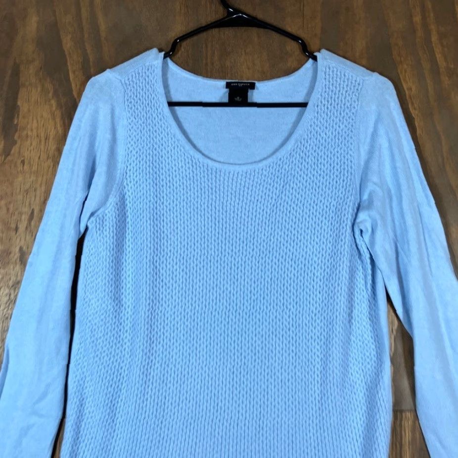 Ann Taylor Ann Taylor Sweater Womens Periwinkle Cable Knit Scoop Neck Stretch Medium Size M / US 6-8 / IT 42-44 - 2 Thumbnail