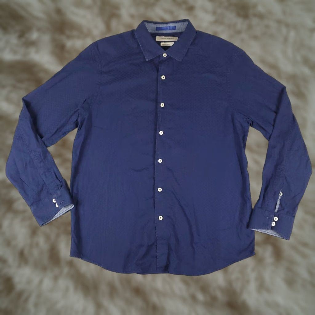 Tommy Bahama VINTAGE Tommy Bahama Shirt Mens Large Blue Cotton Casual Button-Up Long Sleeve Mens Size US L / EU 52-54 / 3 - 1 Thumbnail