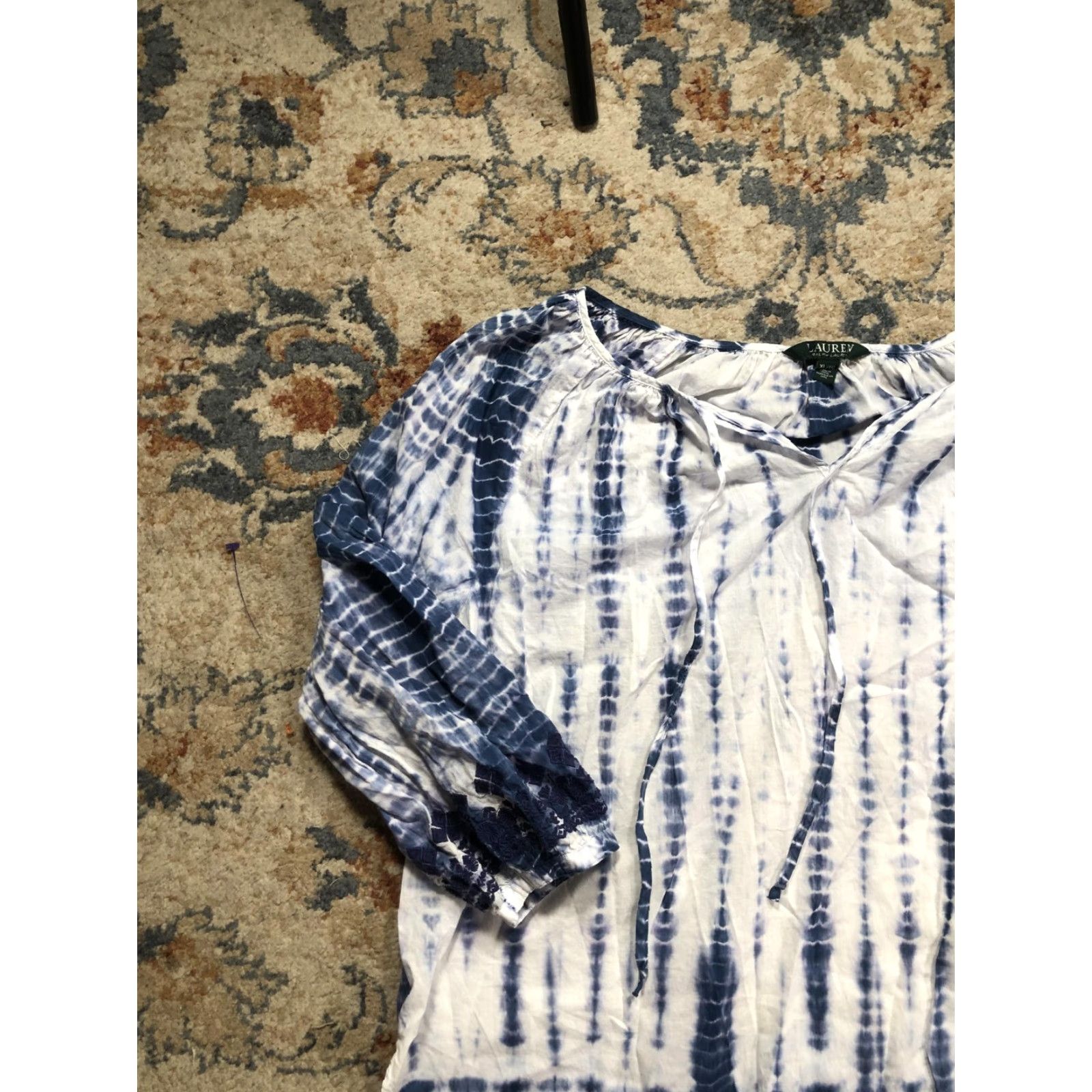 Ralph Lauren Lauren Ralph Lauren Shirt Womens XL Blue Tie Dye Peasant Tunic Boho 3/4 Sleeve Size XL / US 12-14 / IT 48-50 - 3 Thumbnail