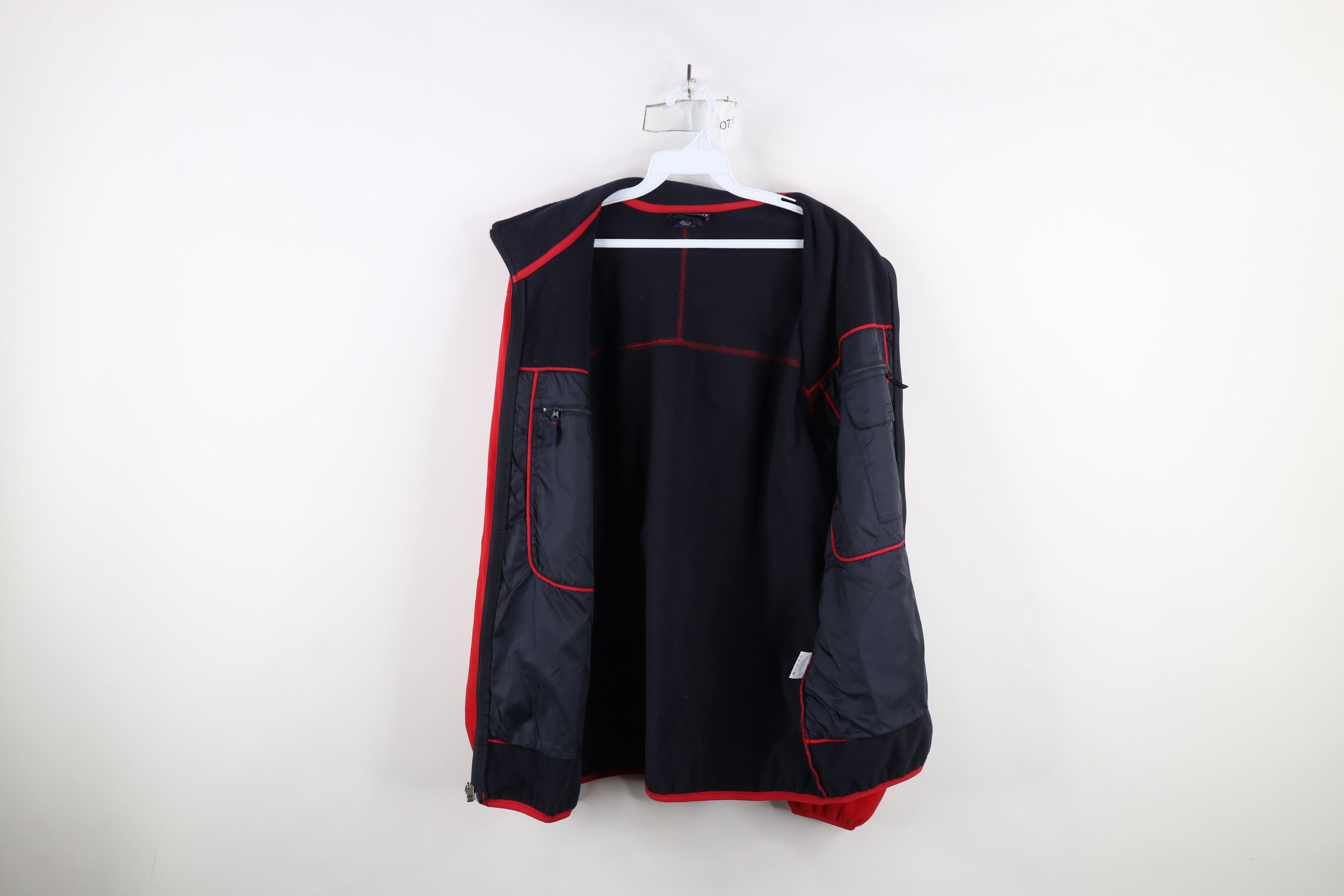 Lands' End × Vintage Vintage 90s Lands End Faded Blank Full Zip Fleece Jacket Red Size US M / EU 48-50 / 2 - 10 Thumbnail