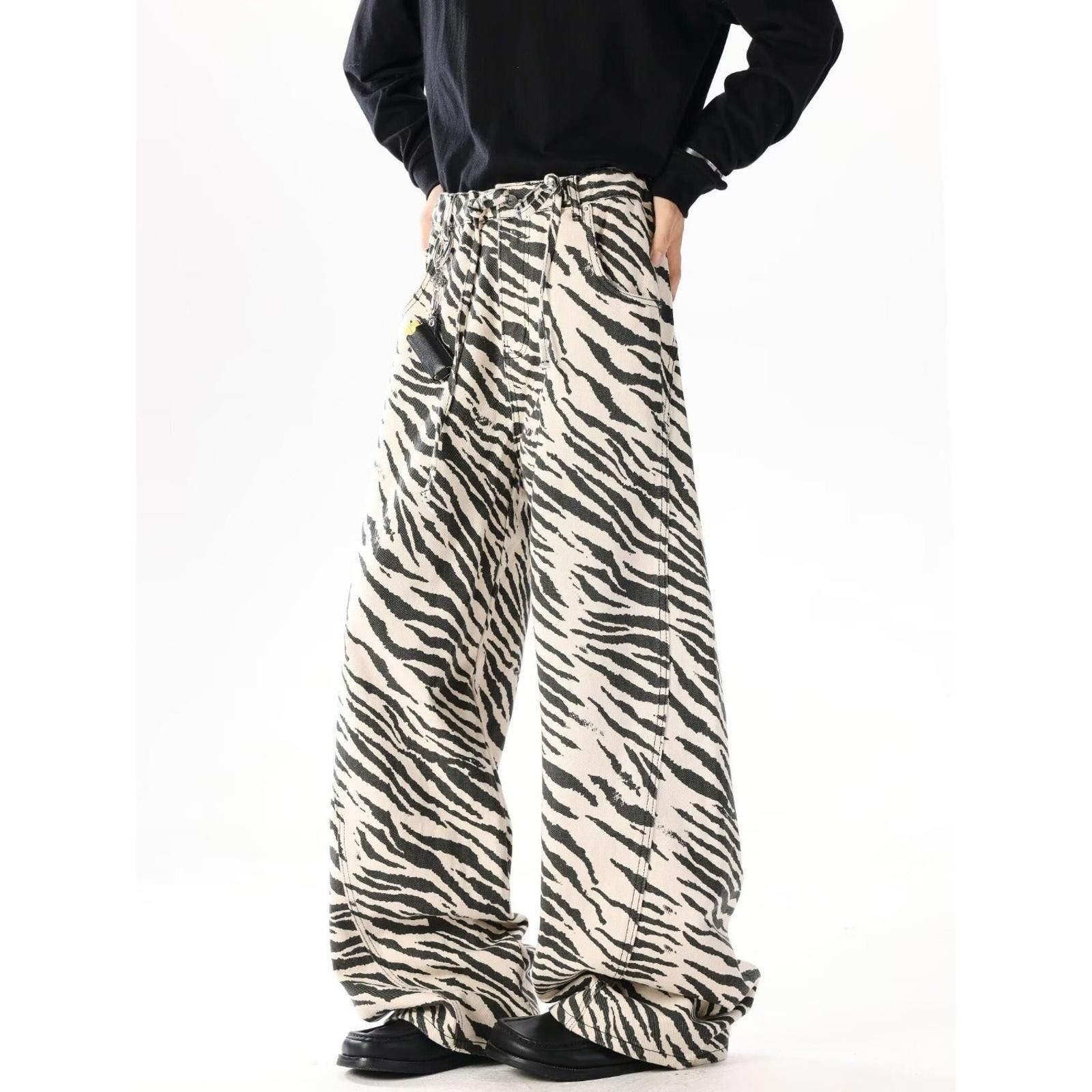 Japanese Brand Black and White Zebra Print Baggy Wide Leg Pants Size 28" / US 6 / IT 42 - 1 Thumbnail
