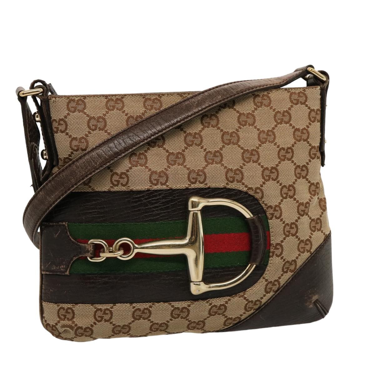 Gucci Horsebit Beige Canvas Shoulder Bag (Pre-Owned) Size ONE SIZE - 1 Thumbnail