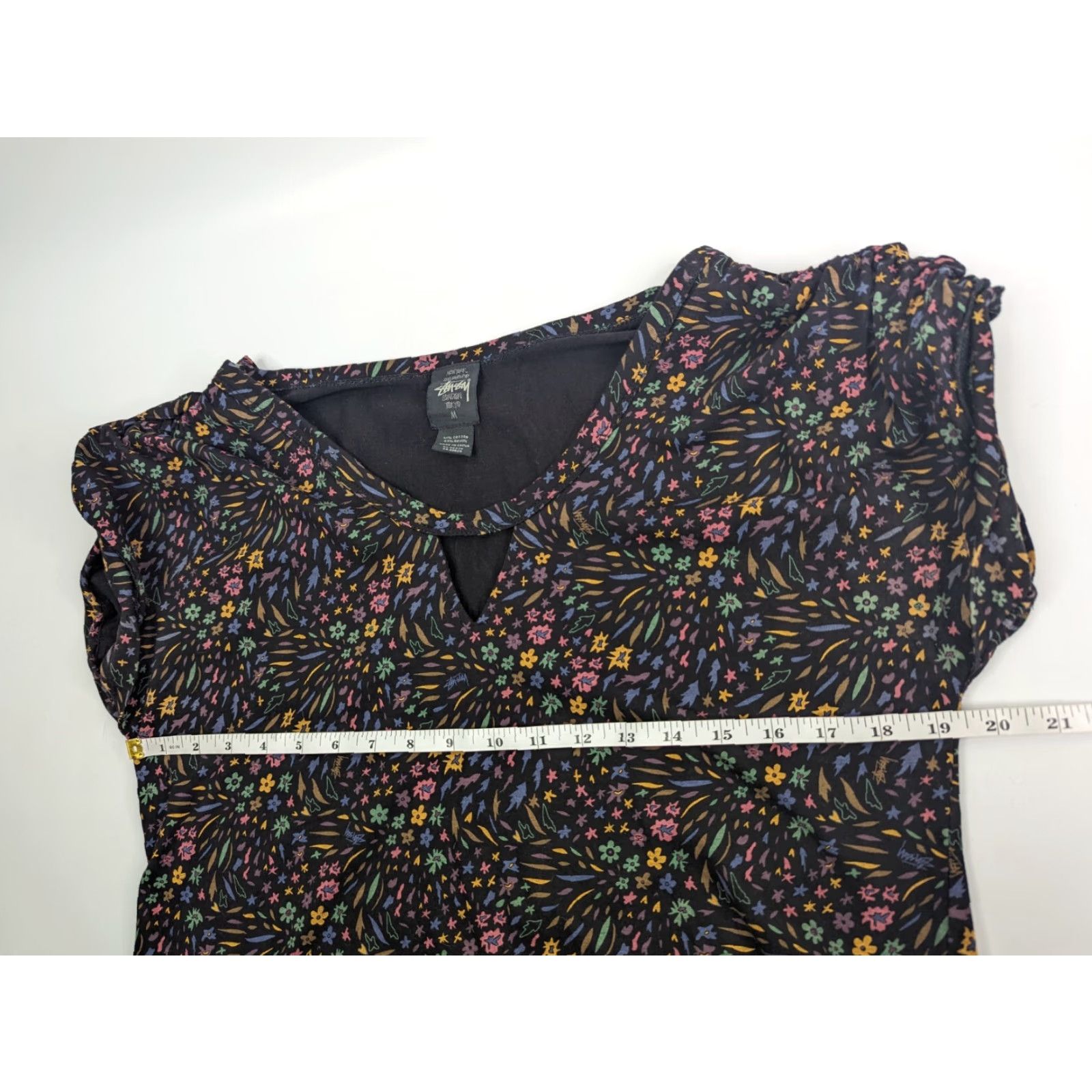 Vintage VINTAGE Stussy T-Shirt Women's Top Short Sleeve Black Floral 90s Size Medium Cotton Blend Size M / US 6-8 / IT 42-44 - 6 Thumbnail
