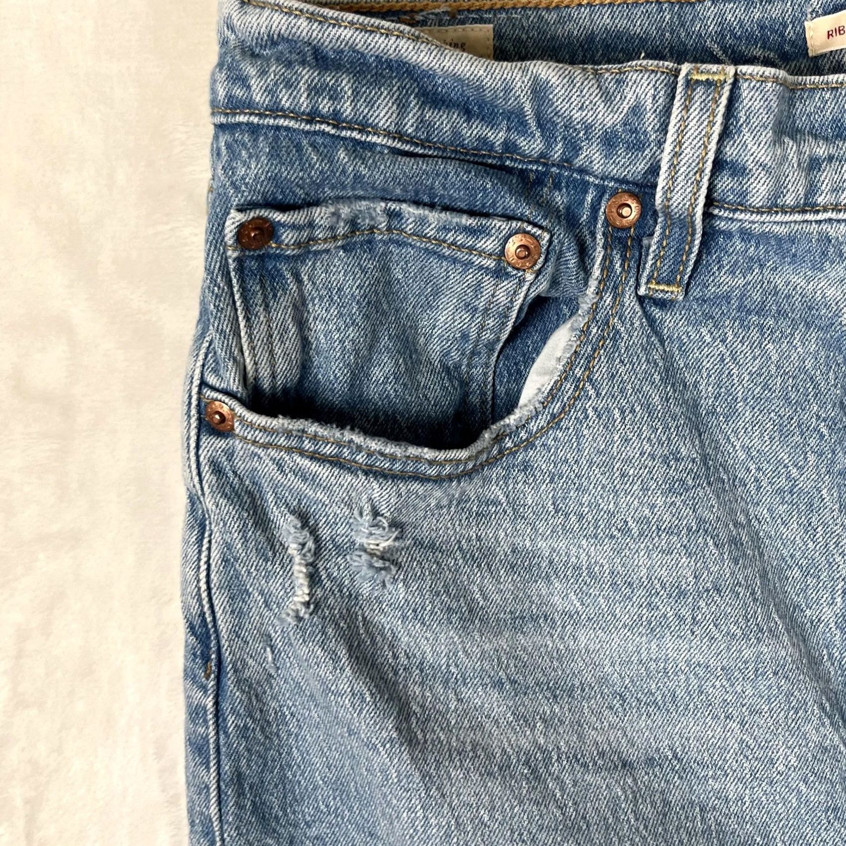Levi's Levi's Ribcage Straight Ankle Jeans Womens 30 Blue High Rise Distressed Denim 5-Pocket Slim Stretch Pocket Pattern Solid Size 30" / US 8 / IT 44 - 3 Thumbnail