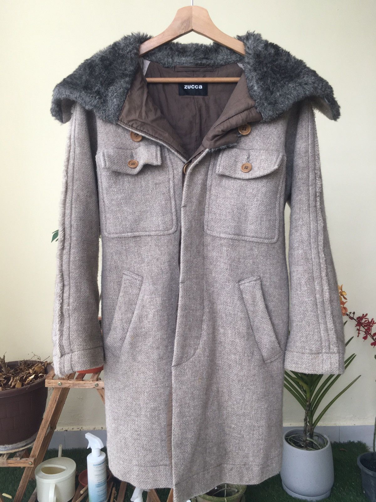 CABANE de ZUCCa × Issey Miyake × Zucca Issey Miyake Zucca Fur 3 Way Neck Long Coat Size S / US 4 / IT 40 - 1 Thumbnail