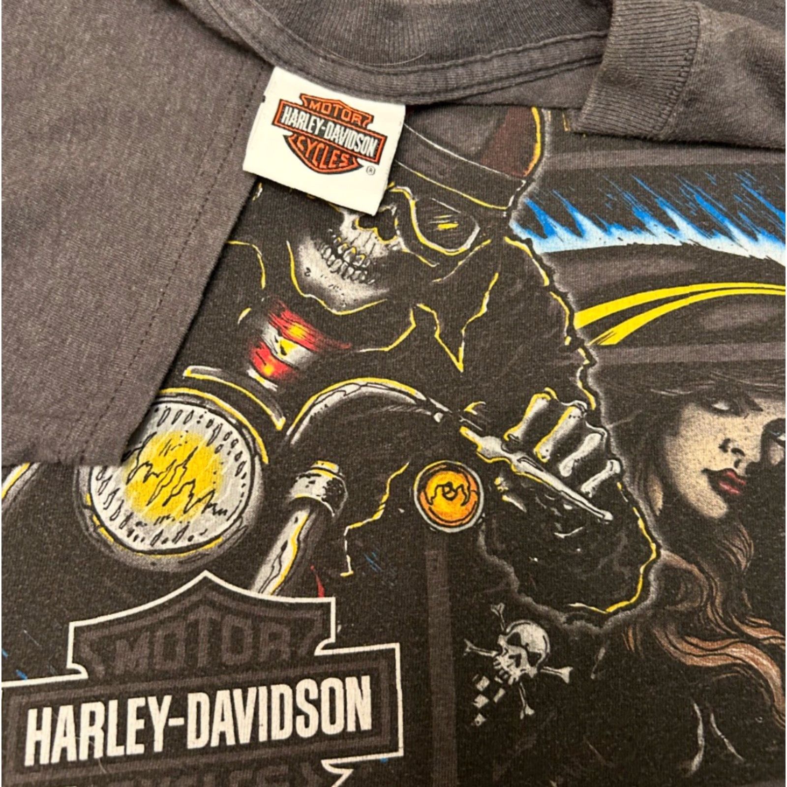 Harley Davidson VINTAGE Harley-Davidson Skull Biker Art Tee Shirt Mens M Gray 90s Y2K Motorcycle Grunge Hip Hop Punk Size US M / EU 48-50 / 2 - 3 Thumbnail