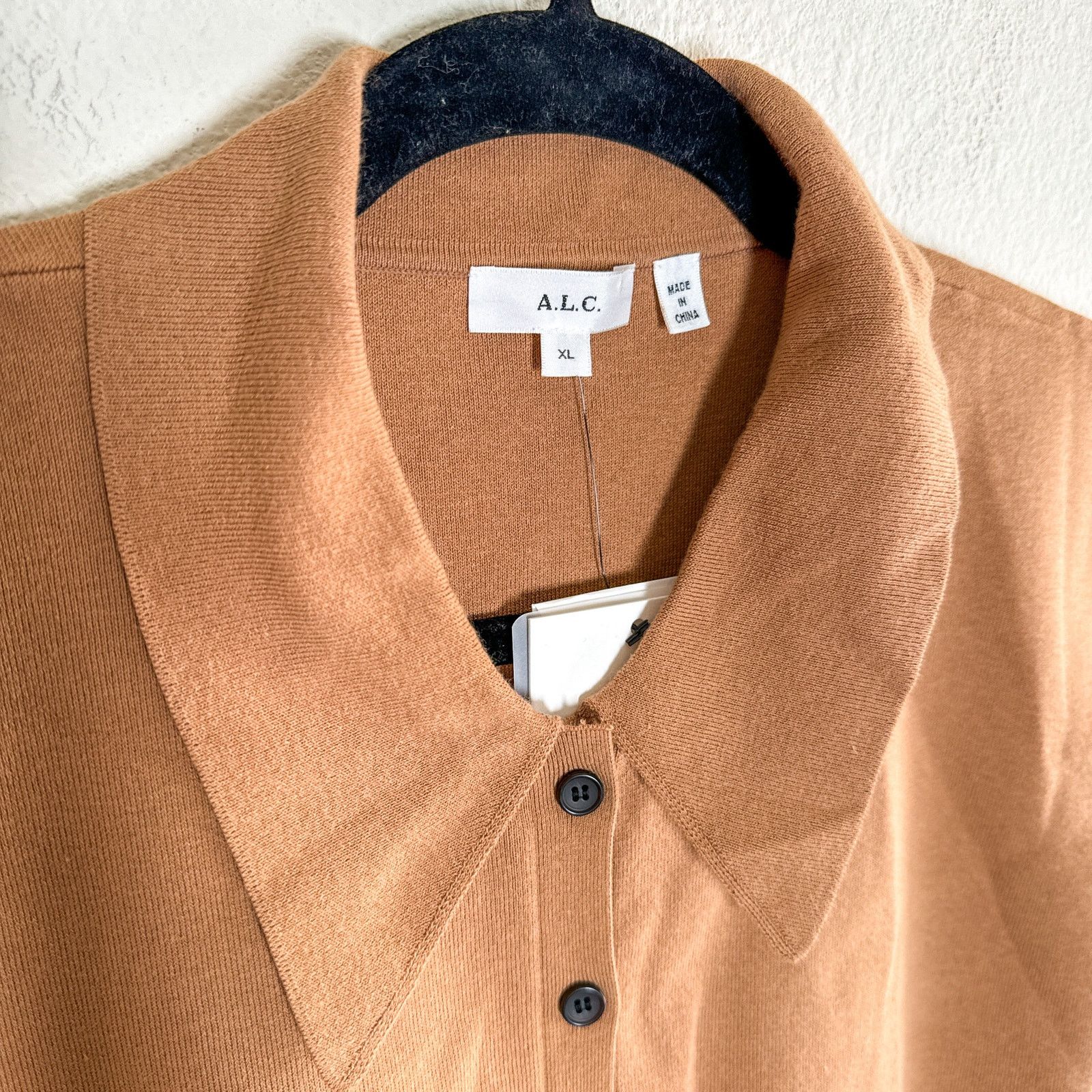 A.L.C. A.L.C. Taylor Knit Polo Collared Sweater Top Tan Size XL Size XL / US 12-14 / IT 48-50 - 2 Thumbnail