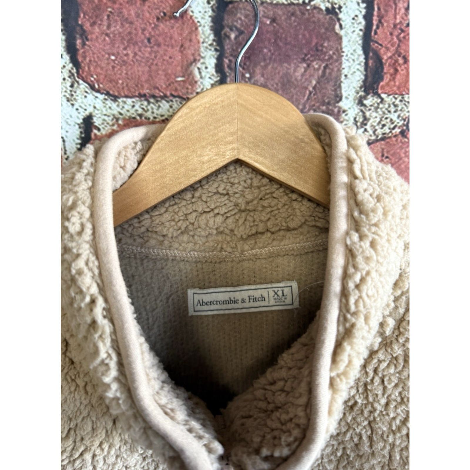 Abercrombie & Fitch Abercrombie & Fitch Womens Brown Sherpa Full Zip Mock Neck Sweater XL Size Pullover Size XL / US 12-14 / IT 48-50 - 3 Thumbnail