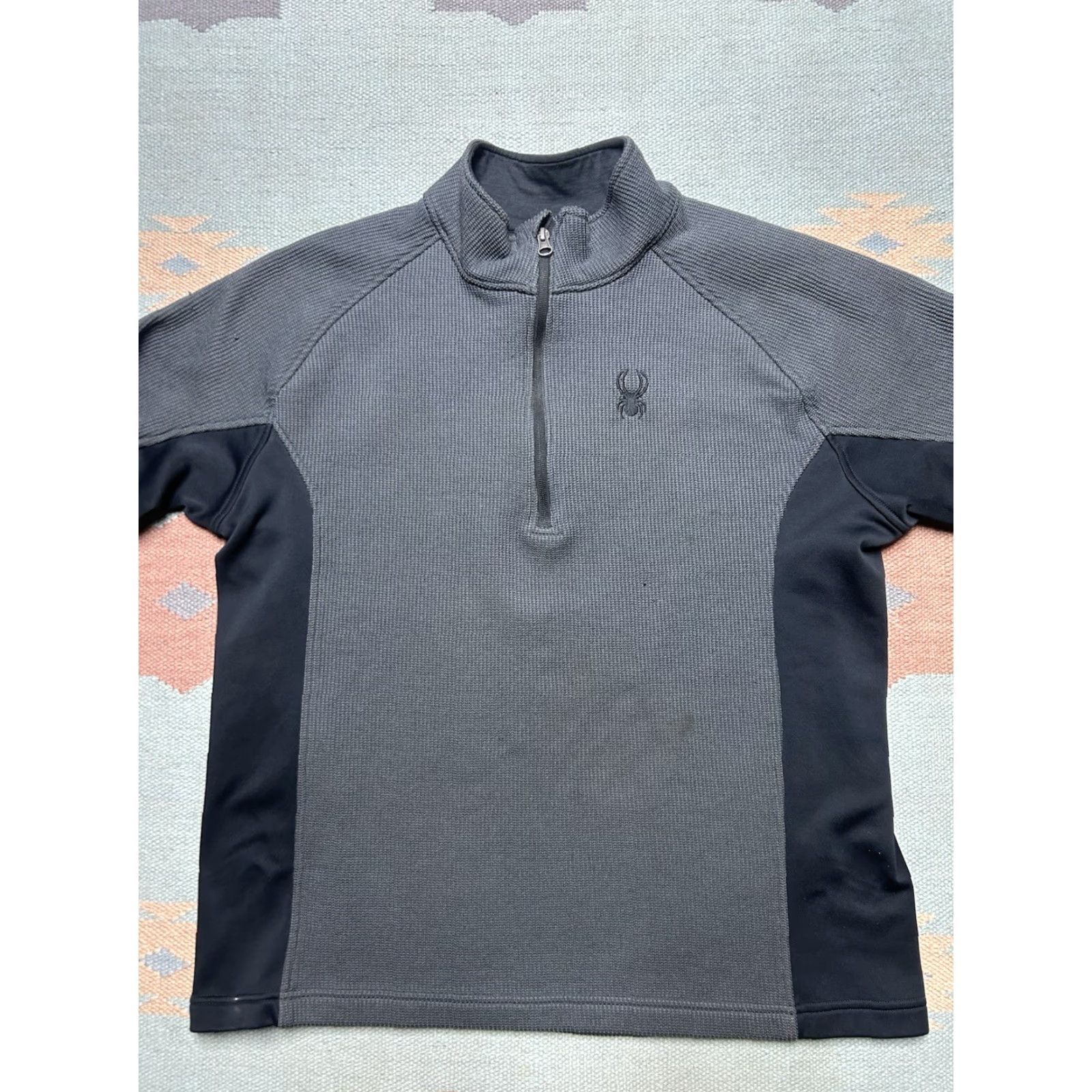 Spyder Spyder 1/4 Zip Pullover Knit Sweater Long Sleeve Jacket Gray Black XL Jacket Mens Size US XL / EU 56 / 4 - 4 Thumbnail