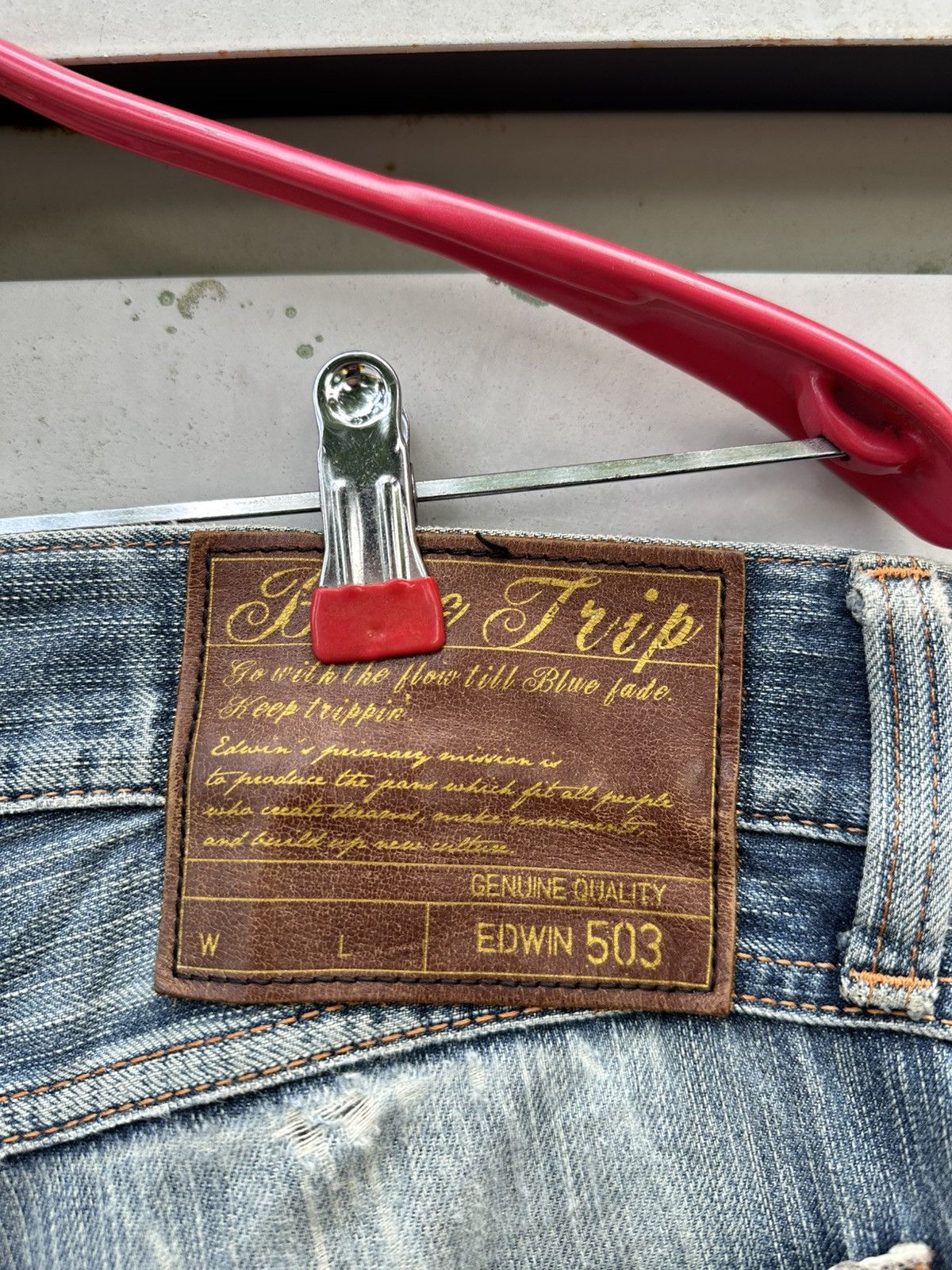 Edwin 👹Vintage Edwin Blue Trip 505 Washed Straight Cut Jeans Size US 30 / EU 46 - 10 Thumbnail