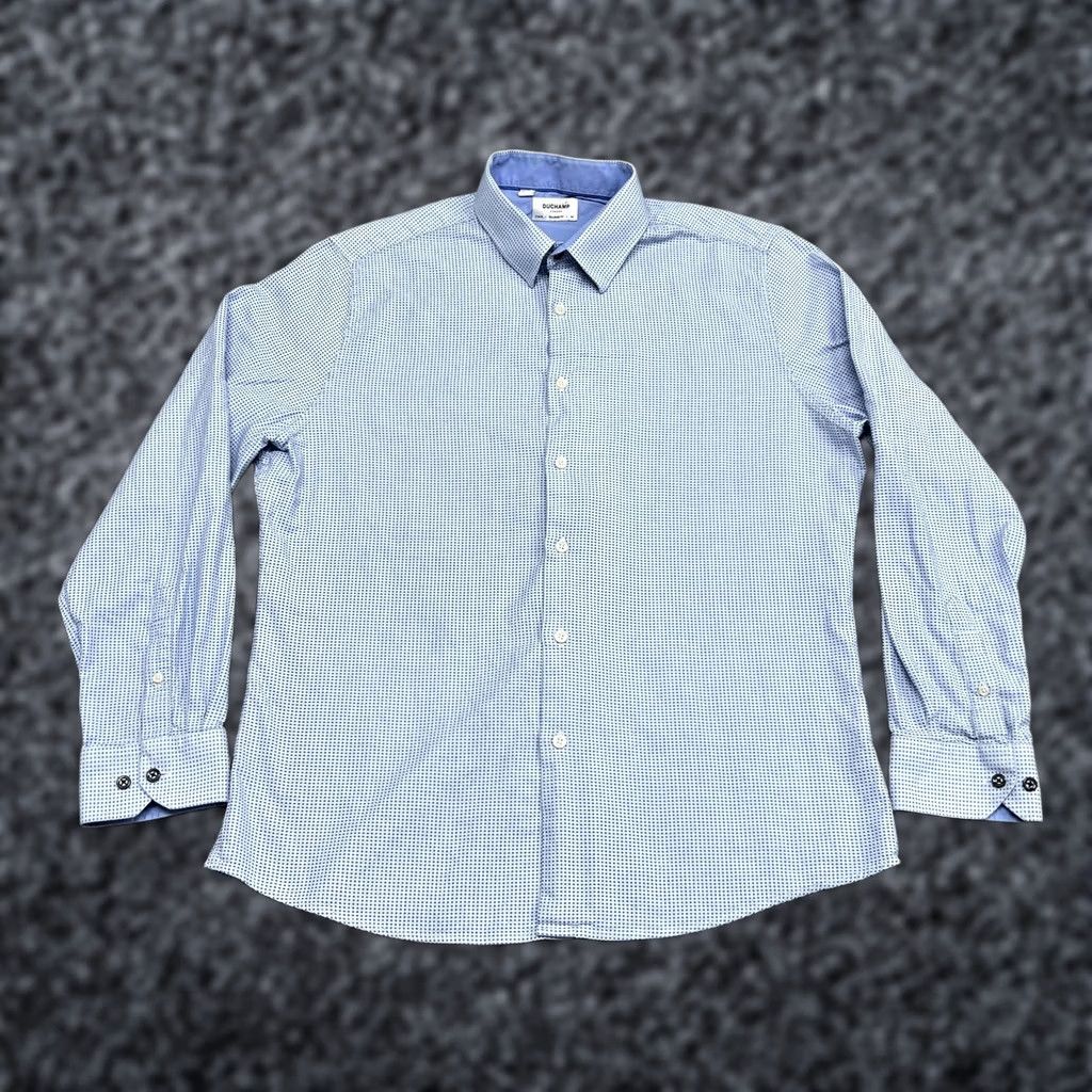 Vintage Duchamp Blue Geometric Dress Shirt Mens XL Size 46R - 1 Thumbnail