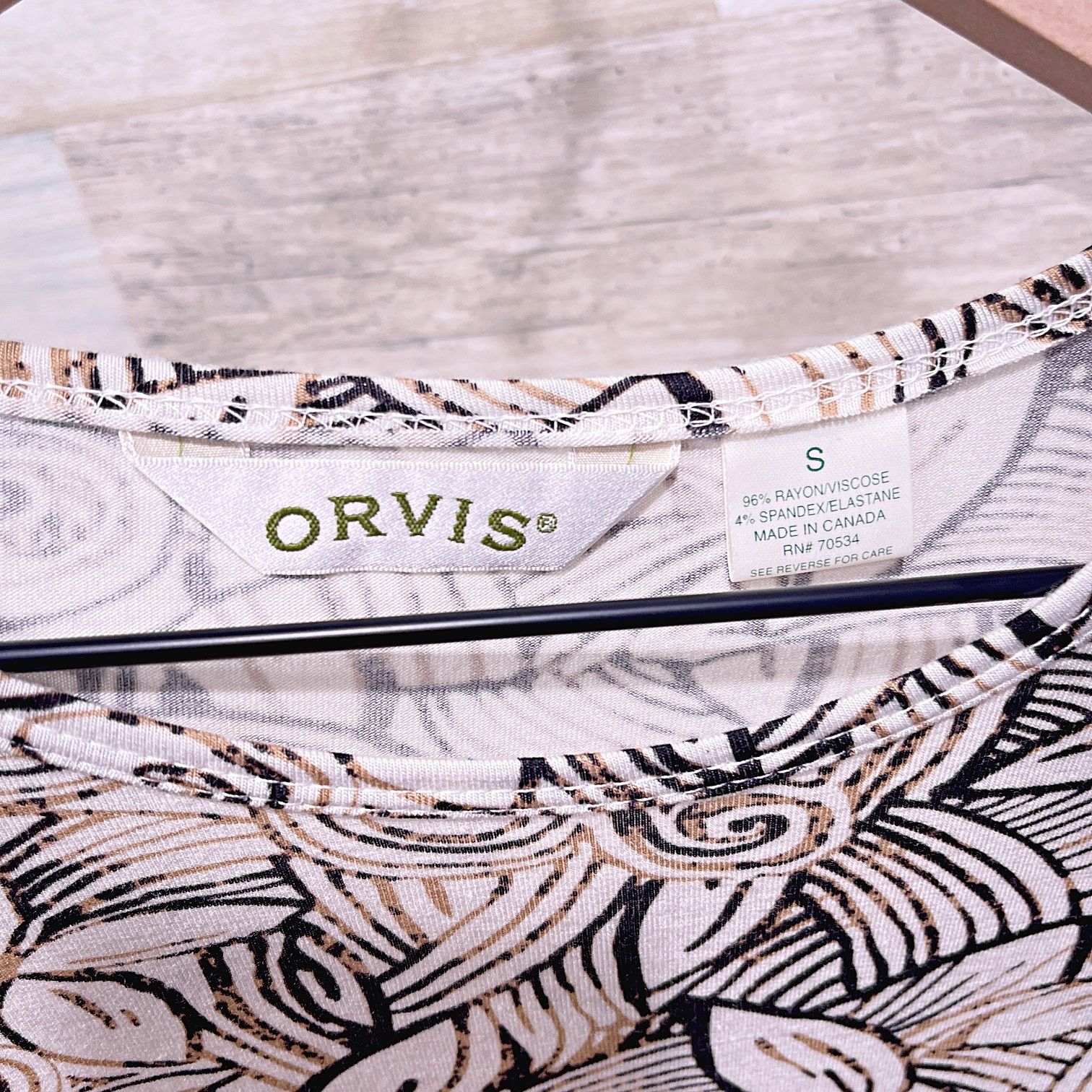 Orvis × Vintage ORVIS Stretchy Ribbed Knit Top Beige Leaf Print Womens Small Size S / US 4 / IT 40 - 4 Thumbnail