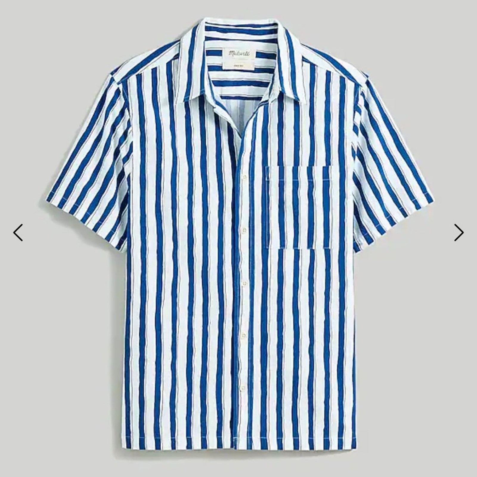 Madewell Madewell Crinkle Cotton Short-Sleeve Shirt Painted Stripe L Size US L / EU 52-54 / 3 - 1 Thumbnail