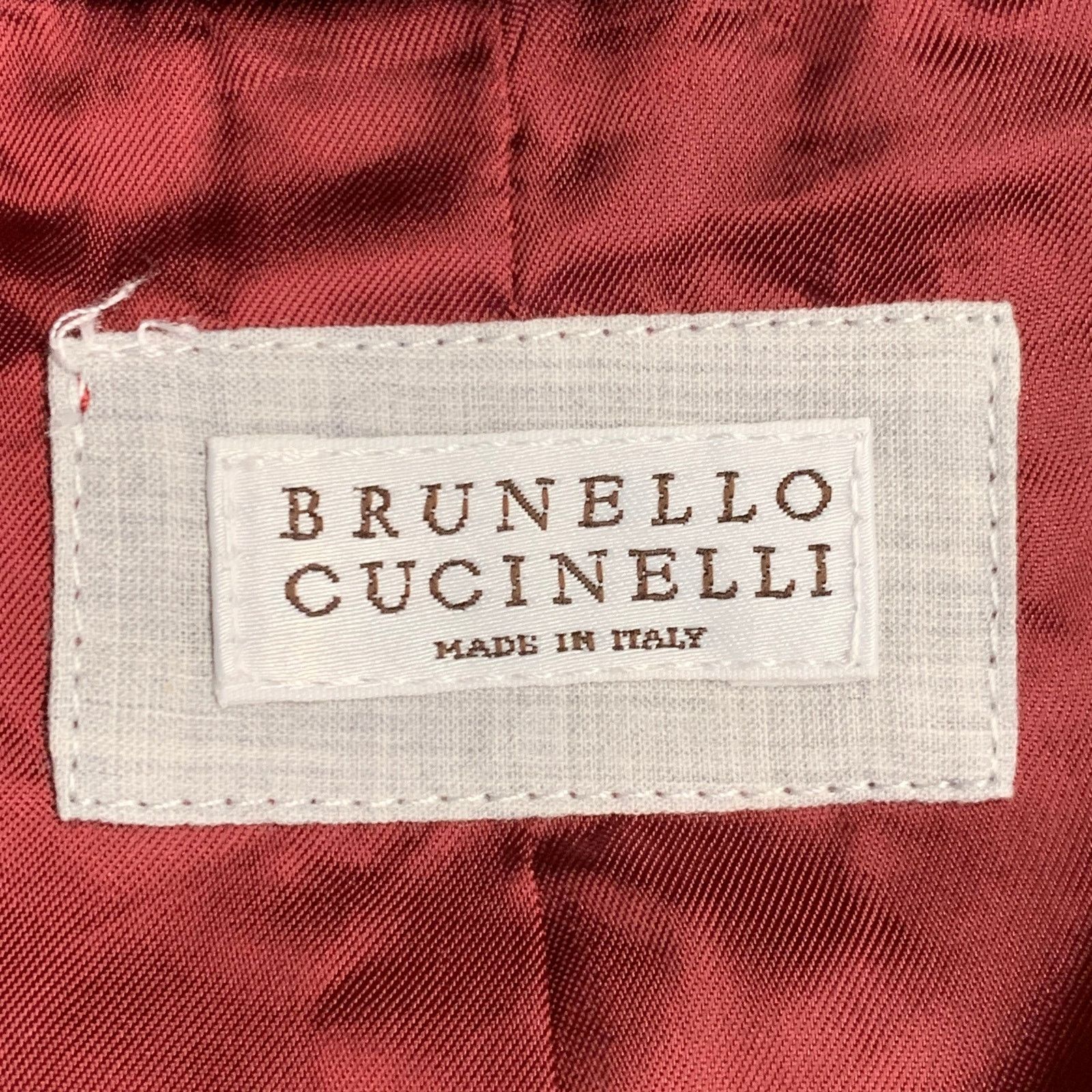 Brunello Cucinelli BRUNELLO CUCINELLI Size 40 Navy Red Twill Linen Snaps Jacket Size US M / EU 48-50 / 2 - 5 Thumbnail