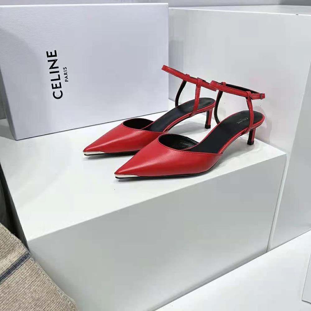 Celine o1bcso1str0724 Metal Toe Pump 50 Kidskin in Red Size US 8 / IT 38 - 7 Thumbnail