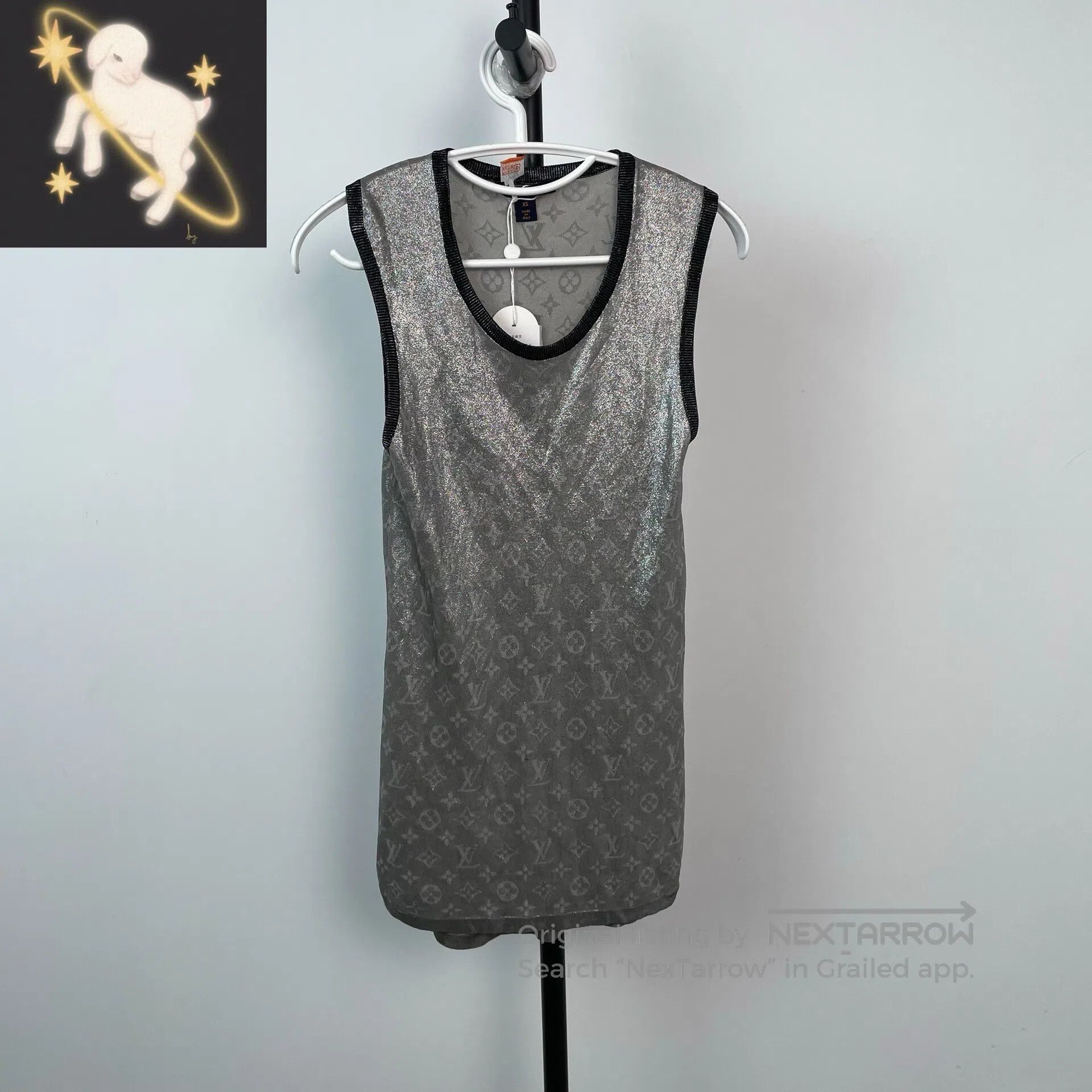 Louis Vuitton Louis Vuitton Silver metallic shiny sleeveless vest top| Size XS / US 0-2 / IT 36-38 - 1 Thumbnail