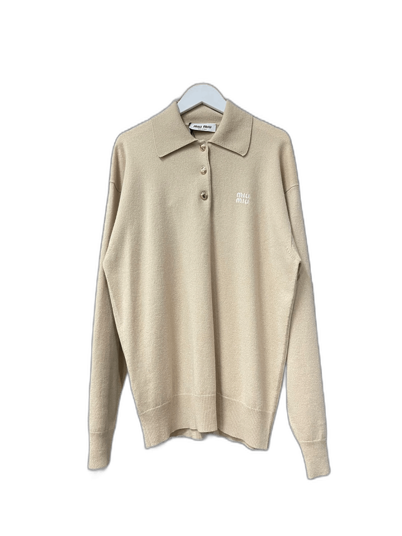Miumiu Cashmere Knit Long Sleeve Polo