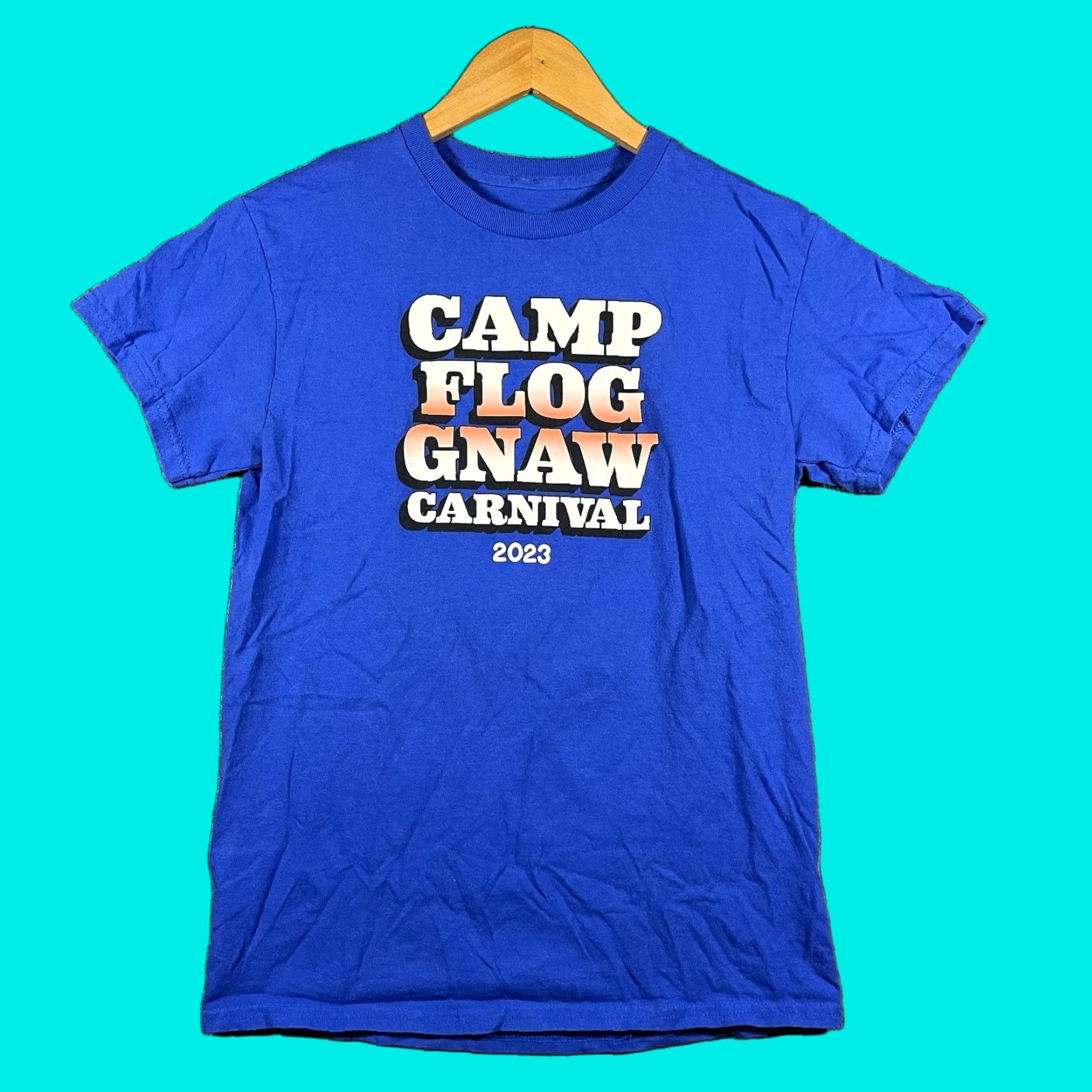 Golf Wang VINTAGE Camp Flog Gnaw Carnival 2023 Tyler The Creator Golf Wang T-Shirt Small Employee Camp Flog Gnaw Blue S Men Shirt Mens Size US S / EU 44-46 / 1 - 1 Thumbnail