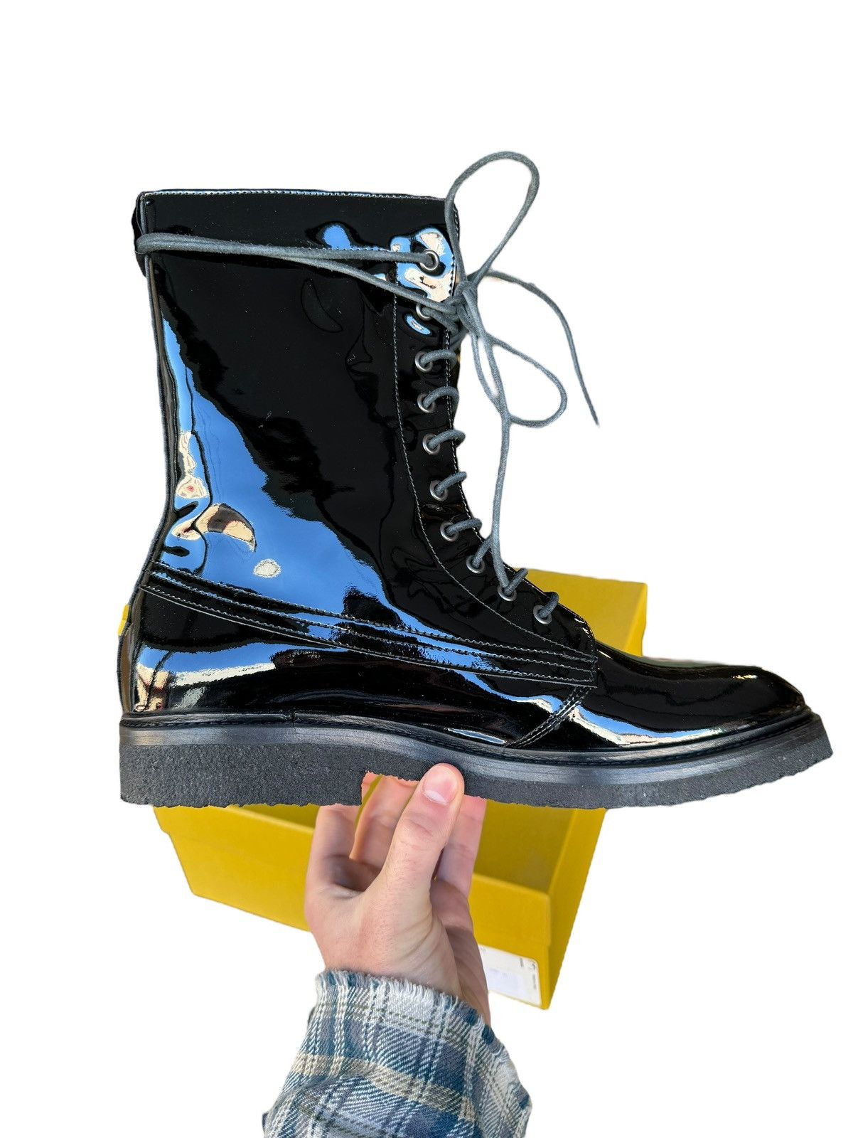 Rhude Patent Leather Combat Crepe Boot (Black) Size US 8 / EU 41 - 9 Thumbnail