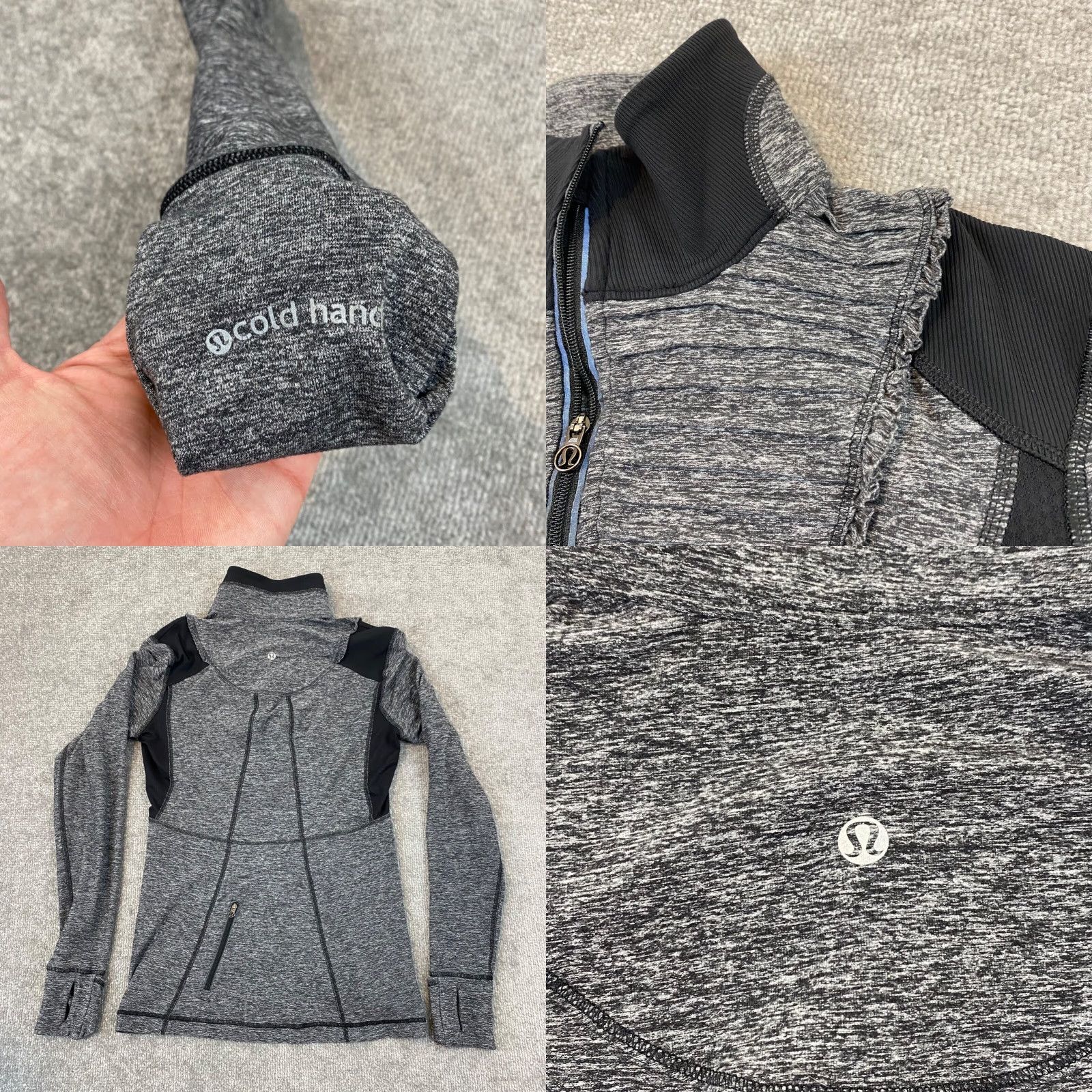 Lululemon Lululemon Jacket Womens 8 Gray Black Running Ruffles 1/2 Zip Activewear Pullover Size M / US 6-8 / IT 42-44 - 8 Thumbnail
