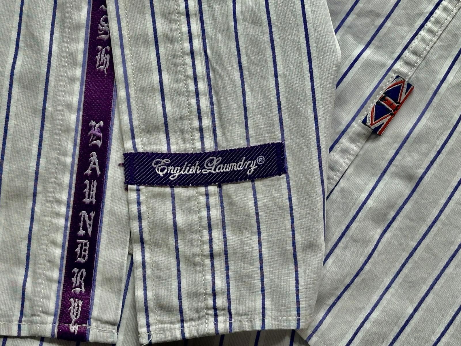 English Laundry English Laundry Embroidered Purple Striped Shirt White 2XL Size US XXL / EU 58 / 5 - 5 Thumbnail