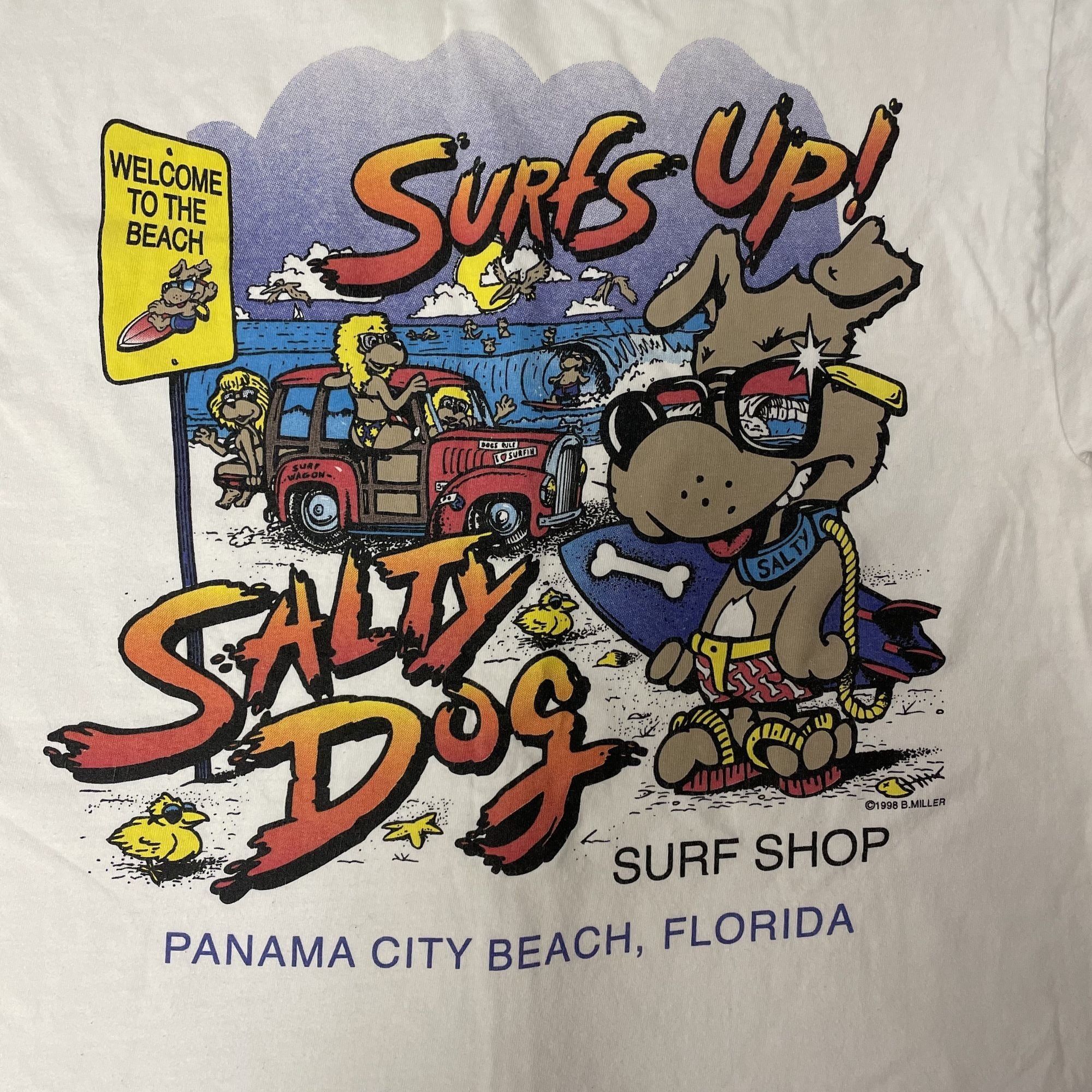 Hanes Vtg Hanes SURFS UP SALTY DOG 1998 Panama City FL T Shirt Size US M / EU 48-50 / 2 - 3 Thumbnail