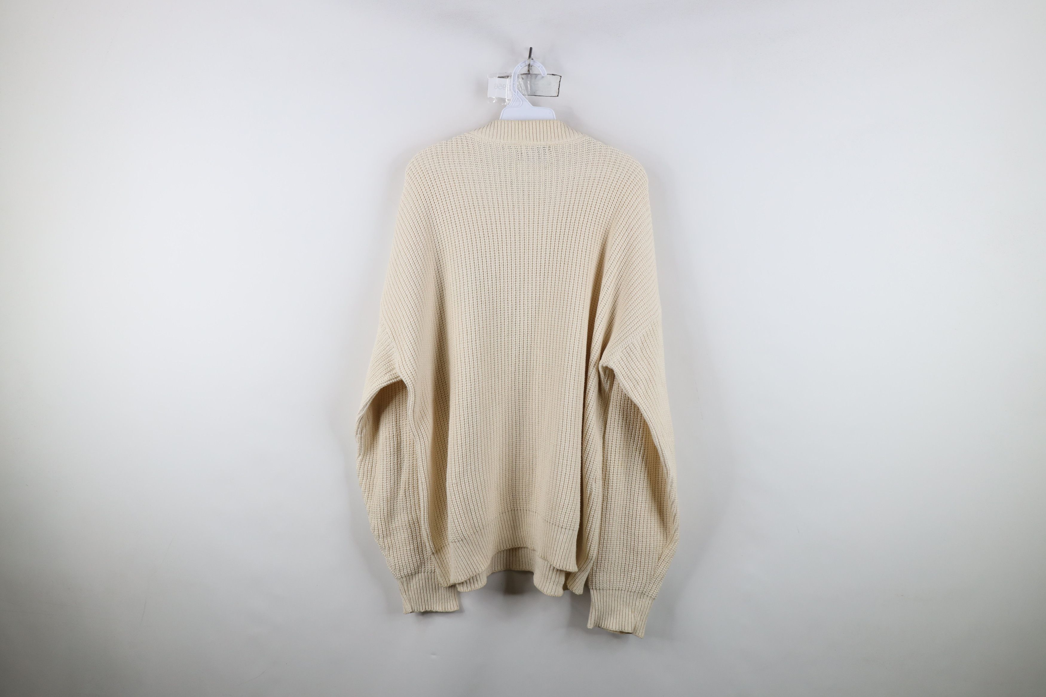 Vintage Vintage 80s 90s Streetwear Ribbed Knit Sweater Cream USA Size US XL / EU 56 / 4 - 14 Thumbnail