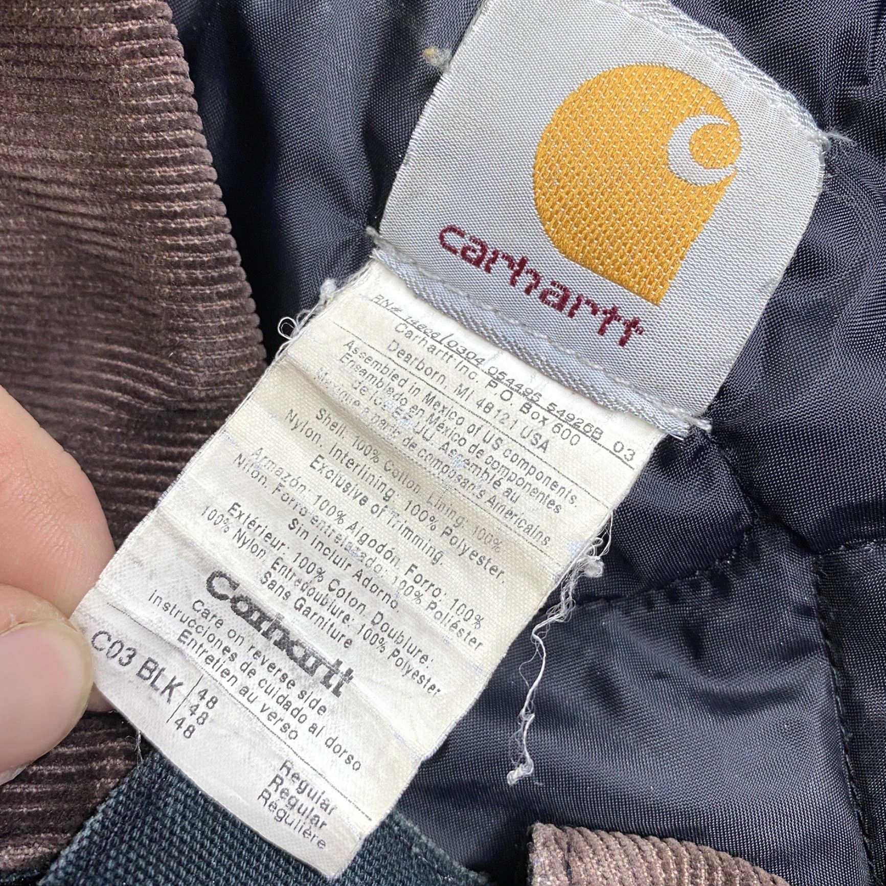 Carhartt VINTAGE Carhartt Jacket Mens 48 Black Canvas Quilted Lined Work Coat C03 BLK Jacket Size US M / EU 48-50 / 2 - 3 Thumbnail