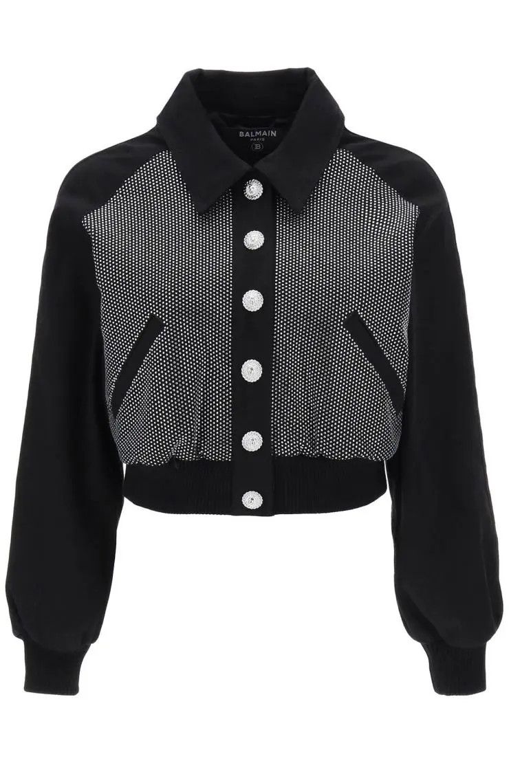 image of Balmain O1S22I1N0424 Denim Blouson Jacket In Black, Women's (Size XS)