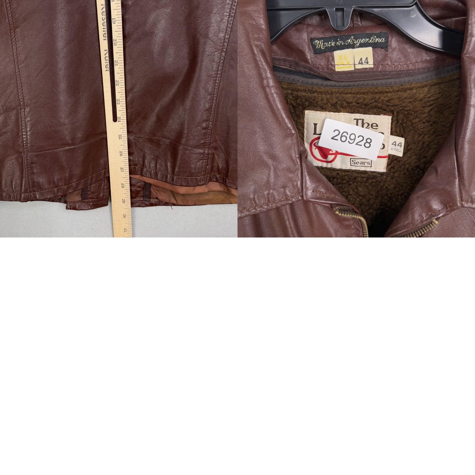 Sears VINTAGE The Leather Shop Jacket Mens 44 X-Tall Brown Leather Bomber Lined Sears 70s Size US S / EU 44-46 / 1 - 9 Thumbnail