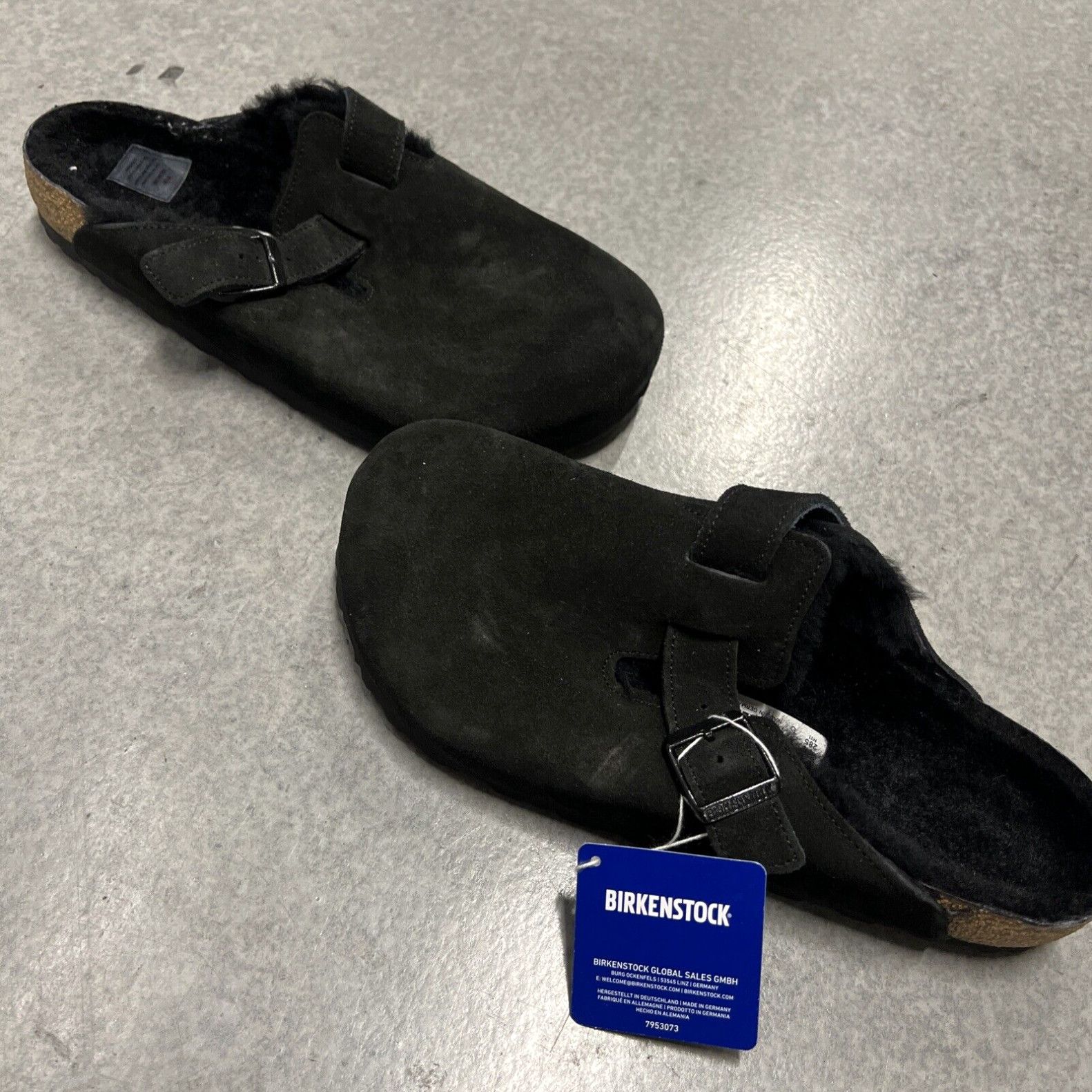 Birkenstock Birkenstock Men’s New Boston Shearling Black Suede Leather Sz 11 EU 44 Size US 11 / IT 41 - 1 Thumbnail