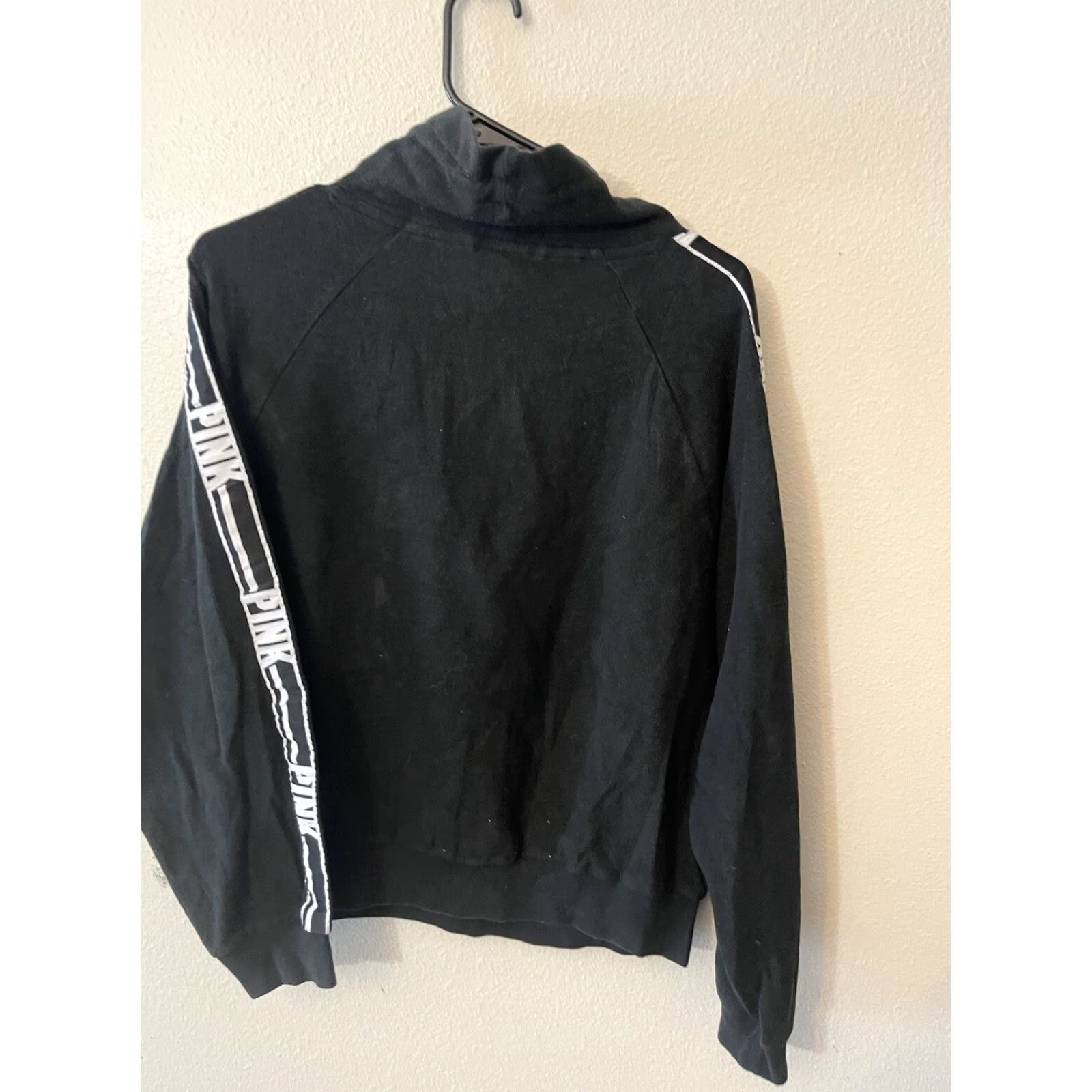 Pinko PINK Sweatshirt Women Medium Logo Pocket Fleece Mock Black 1/2 Zip Pullover Activewear Casual Victoria's Secret PINK Size M / US 6-8 / IT 42-44 - 2 Thumbnail